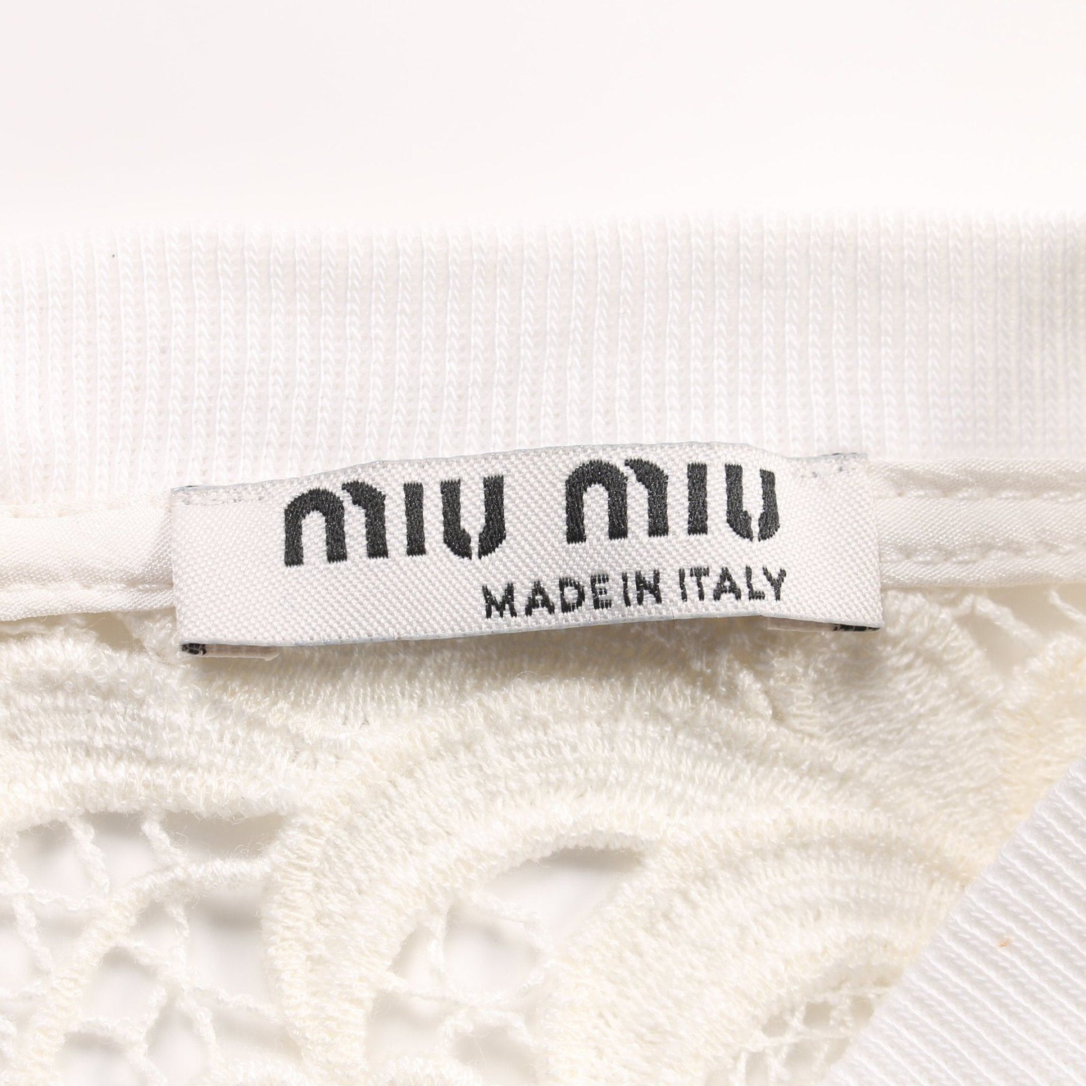 Miu Miu Miu Miu Cut And Sew Short Sleeve Rayon Nylon Off White Lace Color-Block Size ONE SIZE - 3 Thumbnail