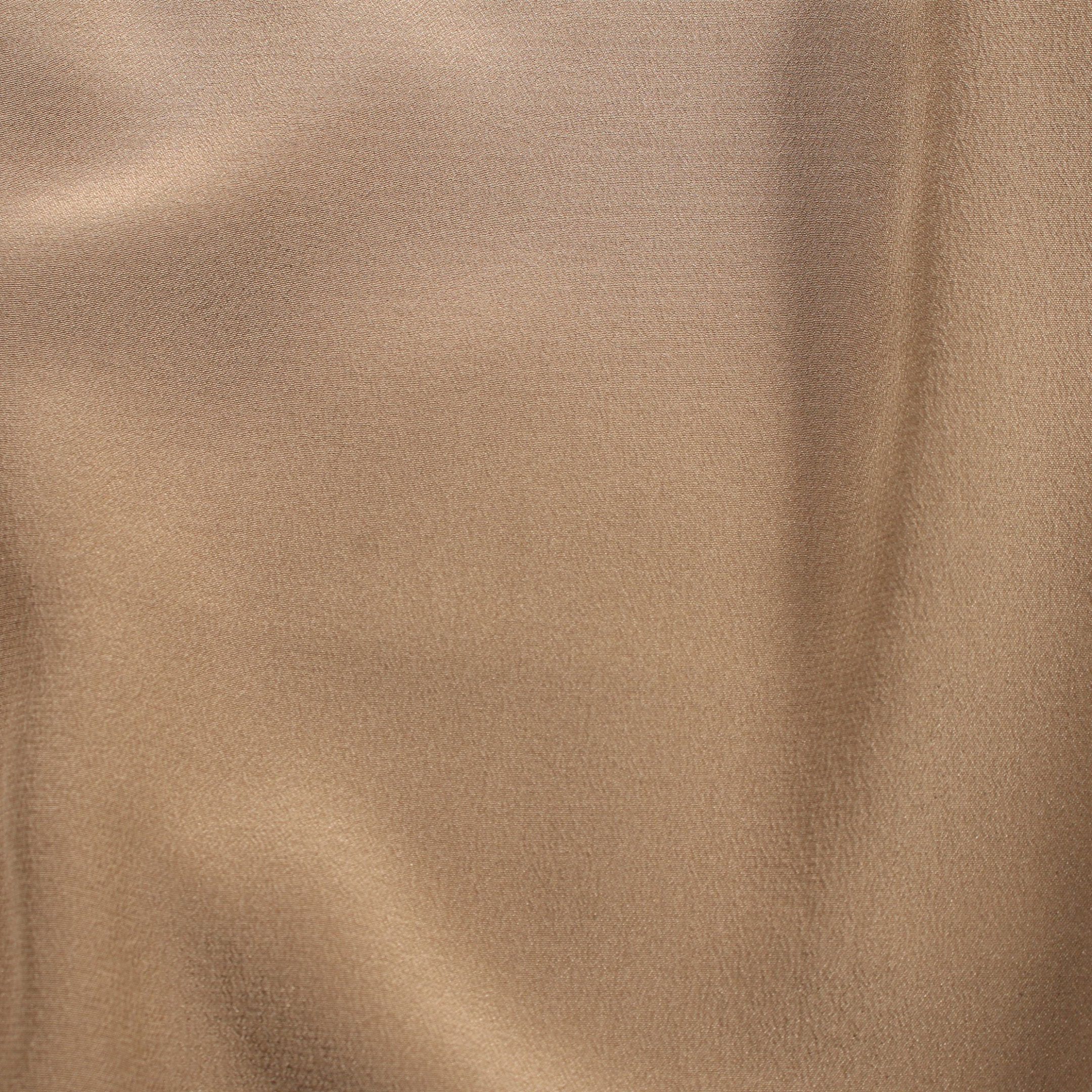 Hermes Hermes Cut And Sew No Sleeve Silk Khaki Brown Size ONE SIZE - 8 Thumbnail