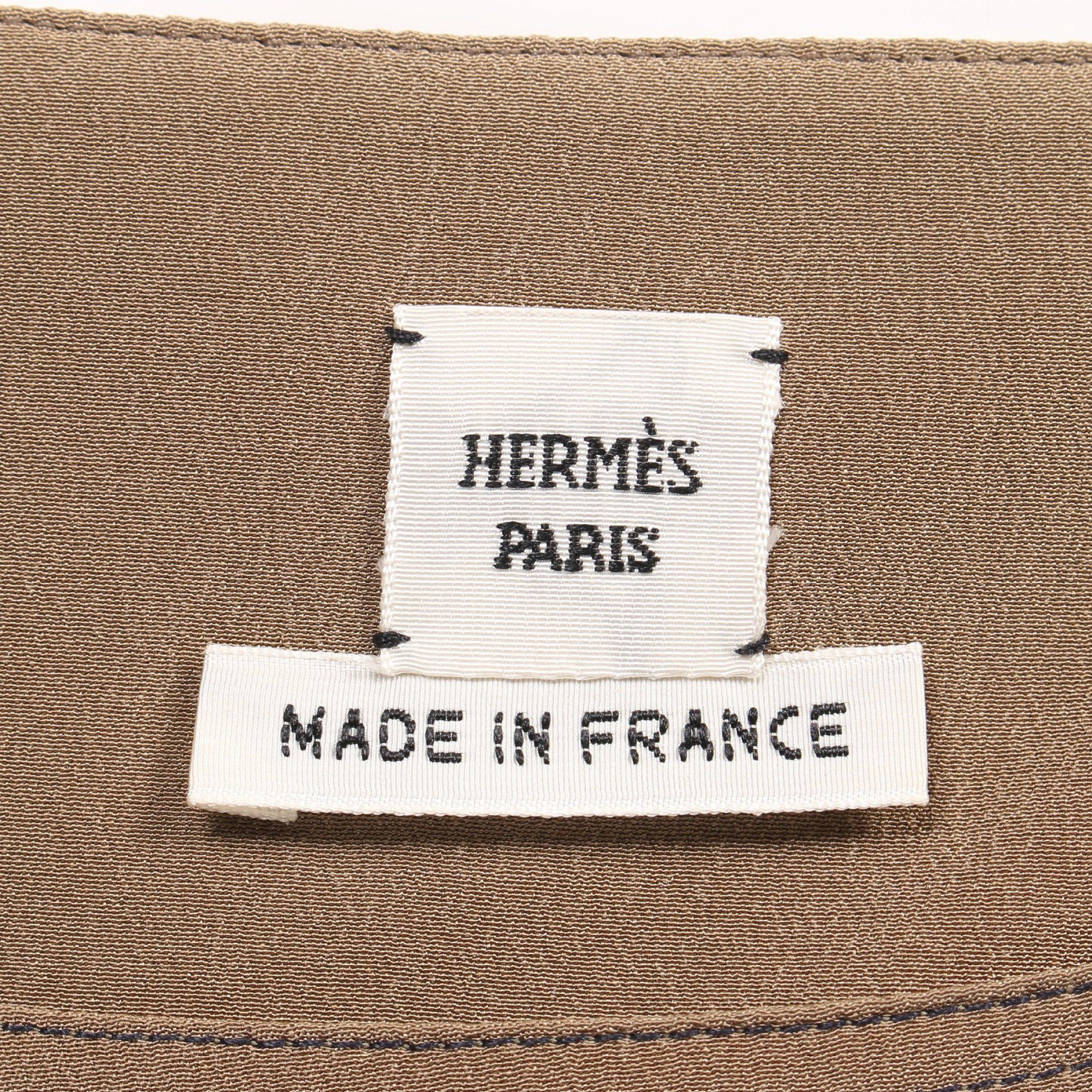 Hermes Hermes Cut And Sew No Sleeve Silk Khaki Brown Size ONE SIZE - 3 Thumbnail