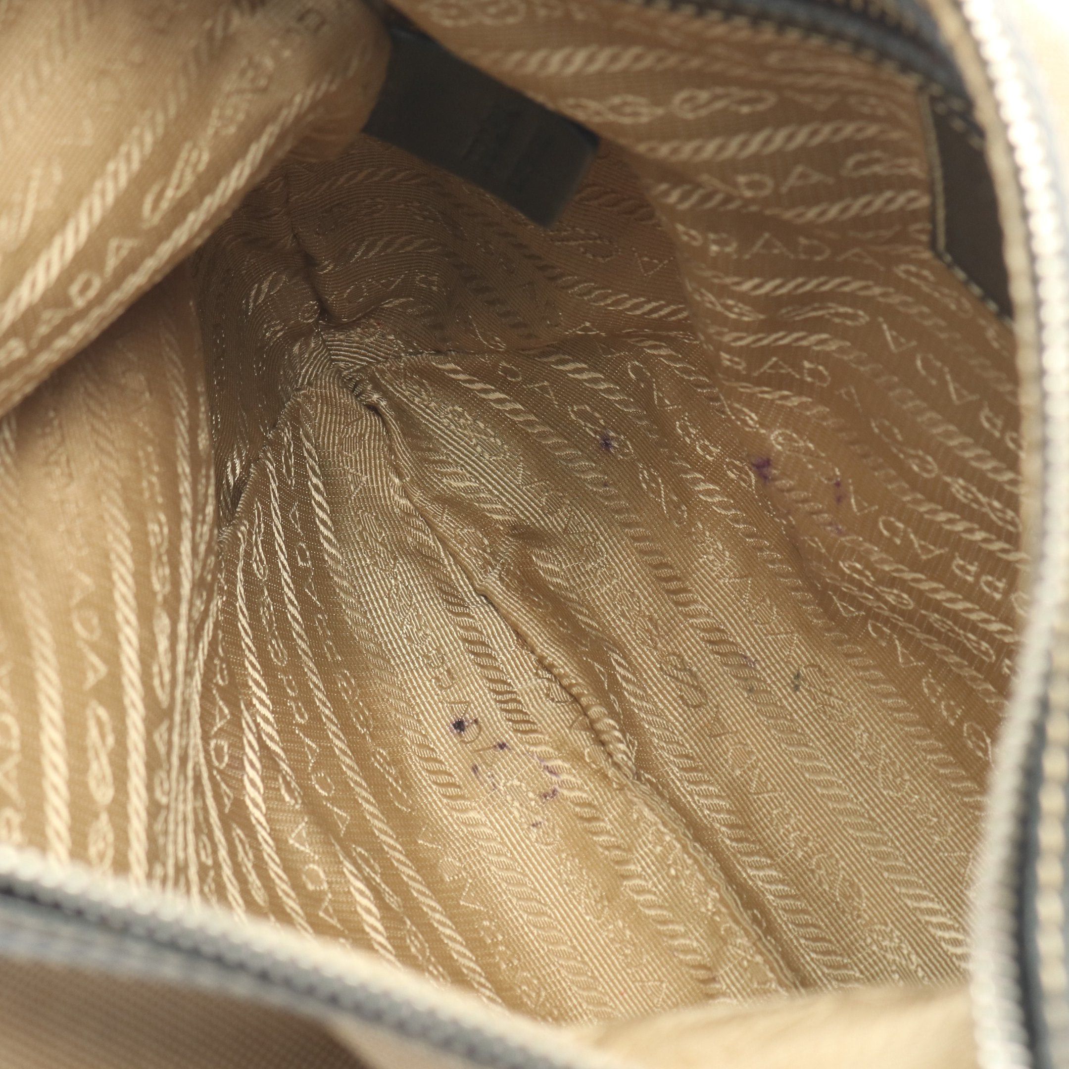 Prada Prada Logo Jacquard Shoulder Bag Canvas Beige Black Size ONE SIZE - 8 Thumbnail