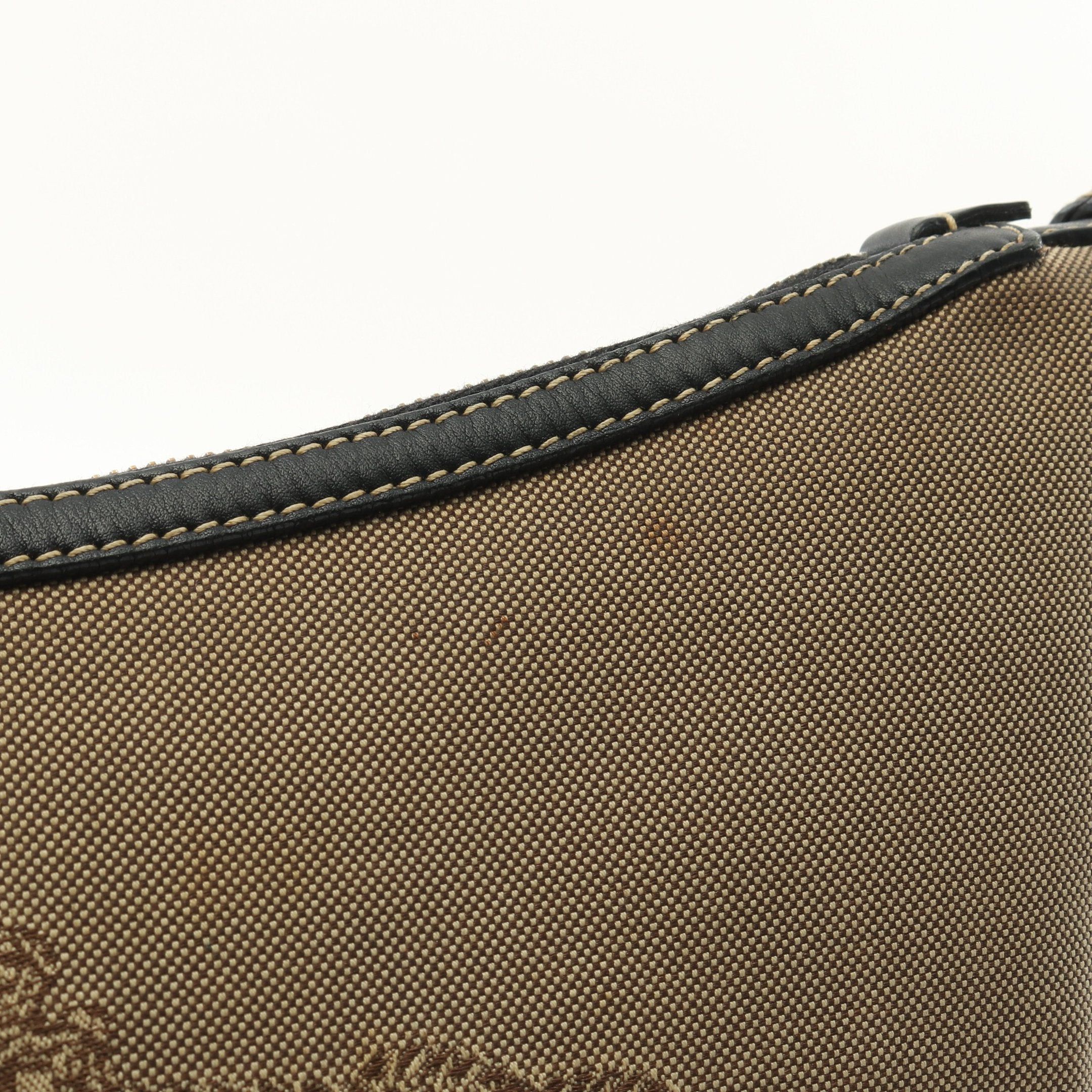 Prada Prada Logo Jacquard Shoulder Bag Canvas Beige Black Size ONE SIZE - 10 Thumbnail