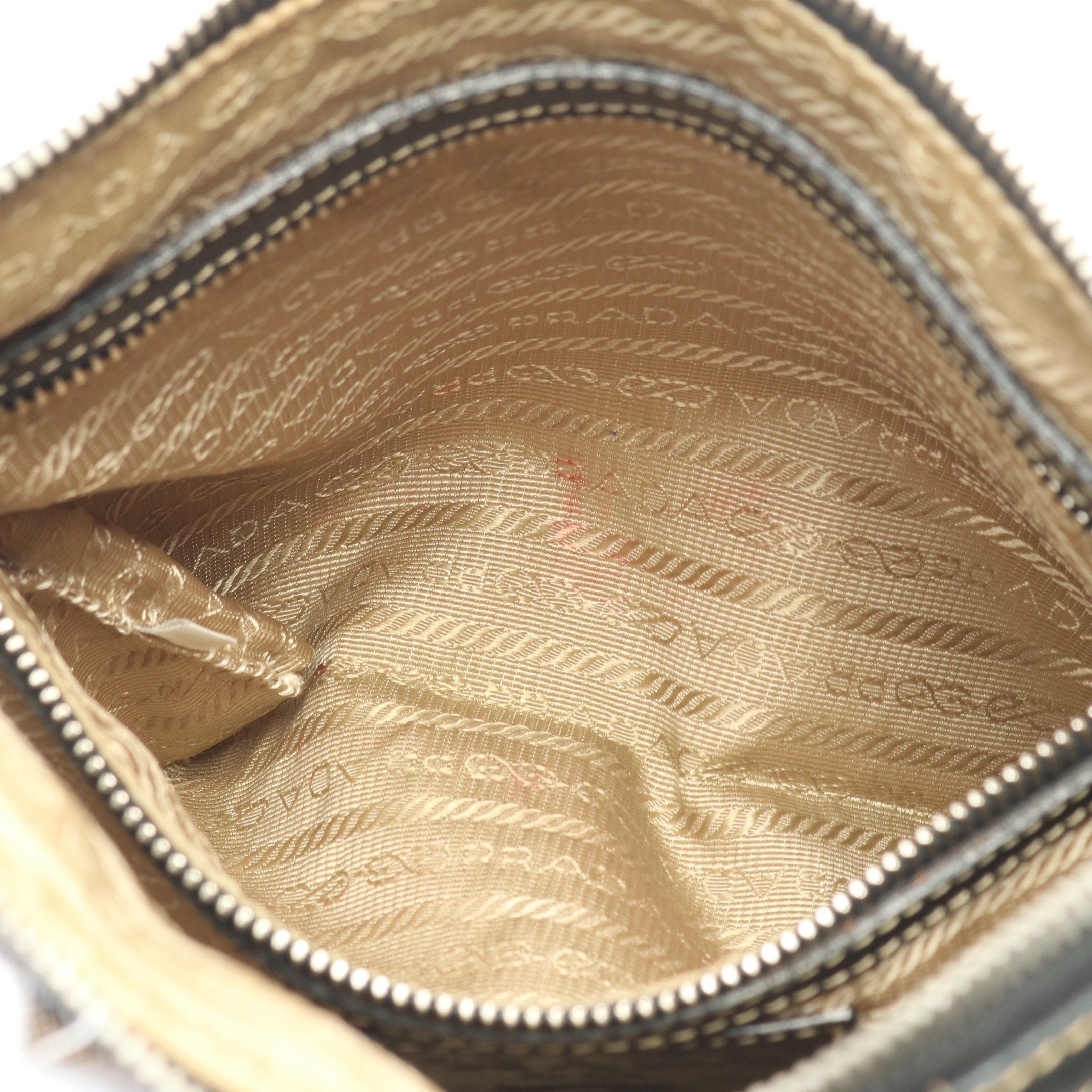 Prada Prada Logo Jacquard Shoulder Bag Canvas Beige Black Size ONE SIZE - 9 Thumbnail
