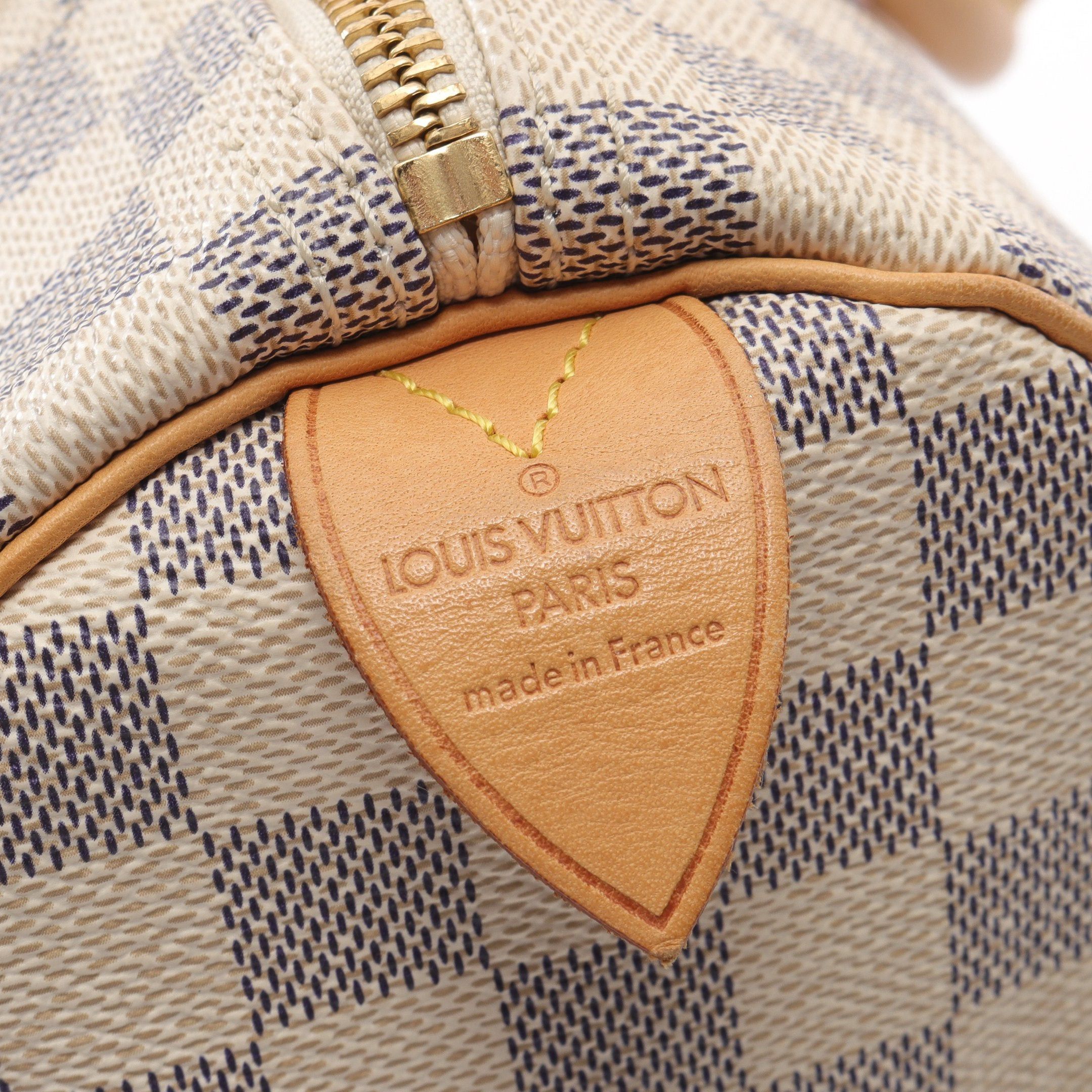 Louis Vuitton Louis Vuitton Speedy 30 Damier Azur Handbag Leather White Size ONE SIZE - 4 Thumbnail