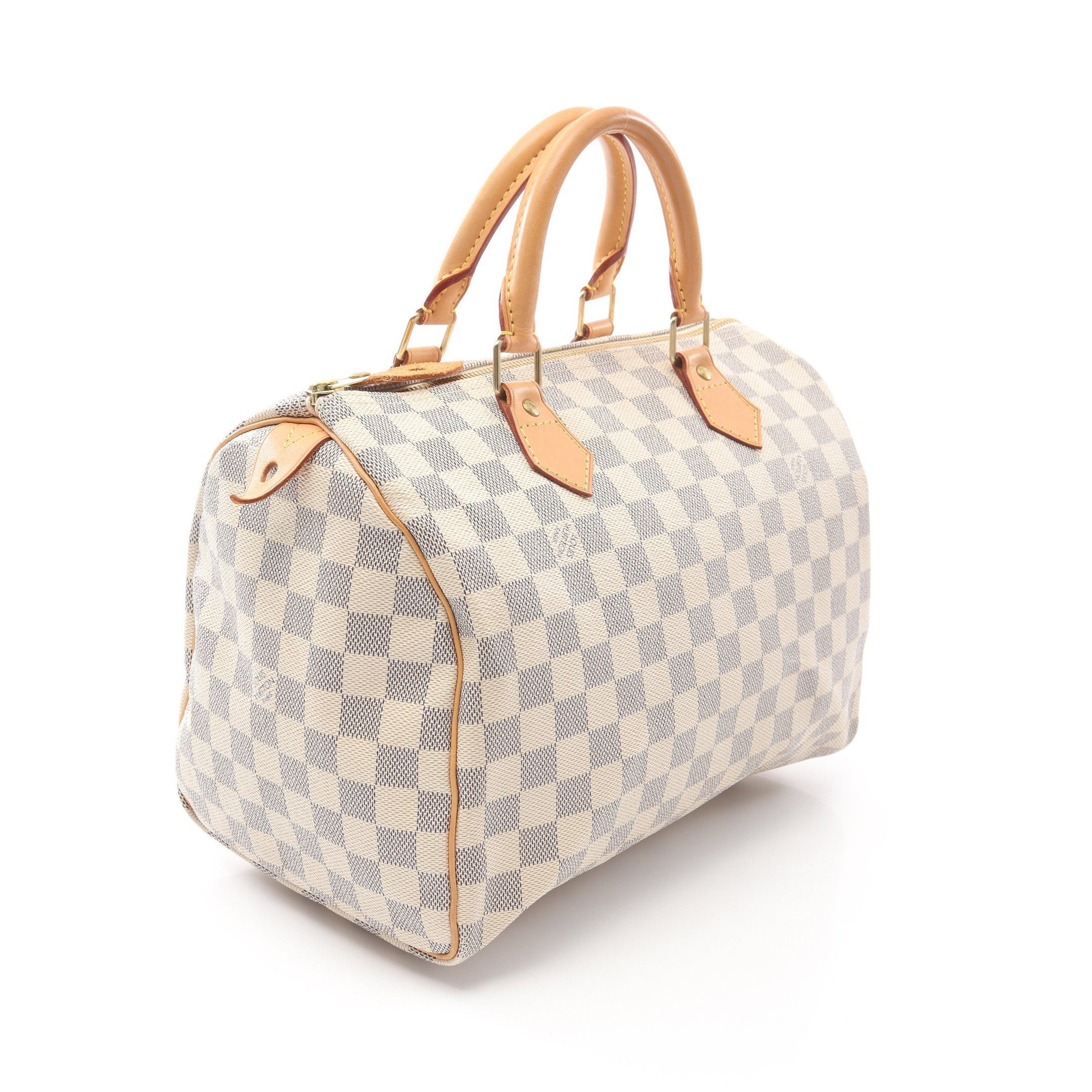 Louis Vuitton Louis Vuitton Speedy 30 Damier Azur Handbag Leather White Size ONE SIZE - 2 Thumbnail