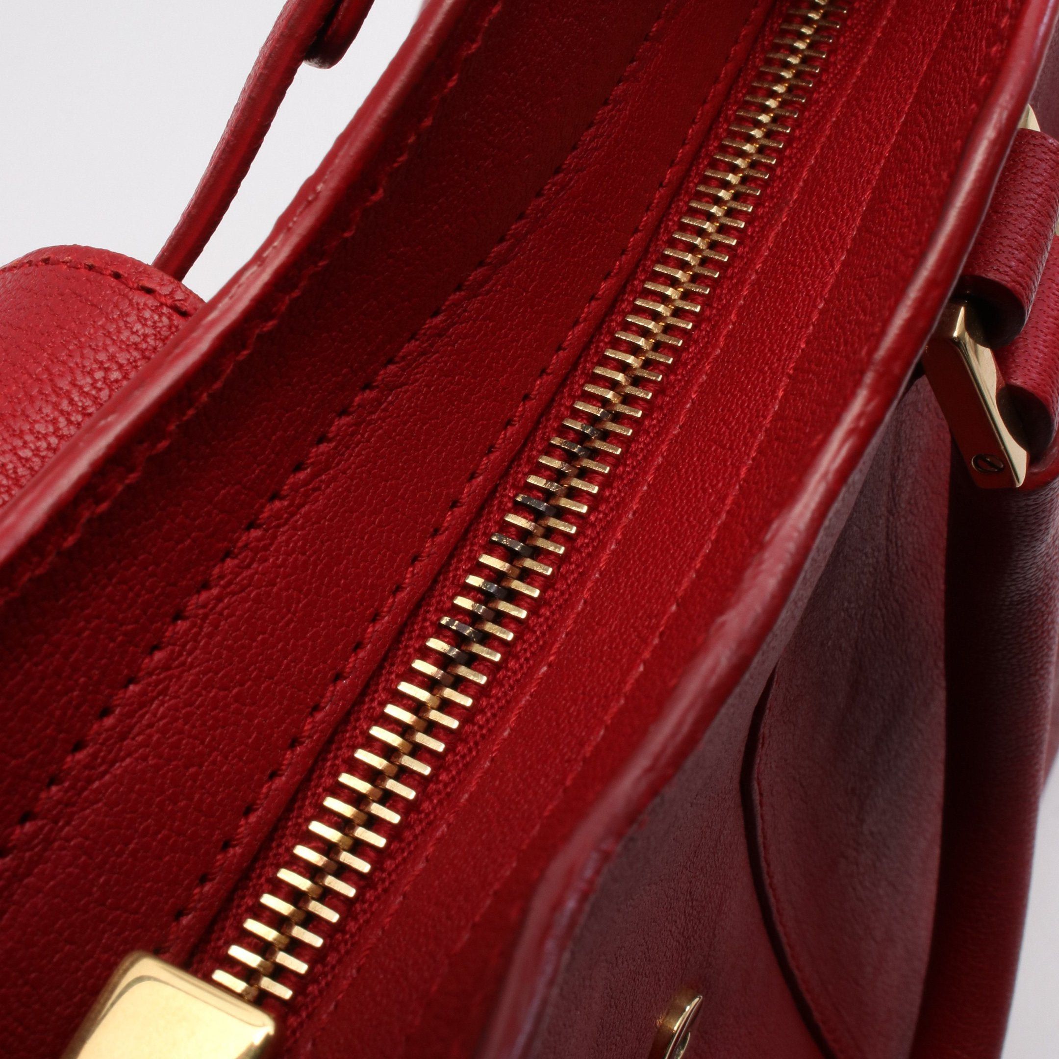 Yves Saint Laurent Yves Saint Laurent Cabas Chic Mini Handbag Leather Red Size ONE SIZE - 8 Thumbnail