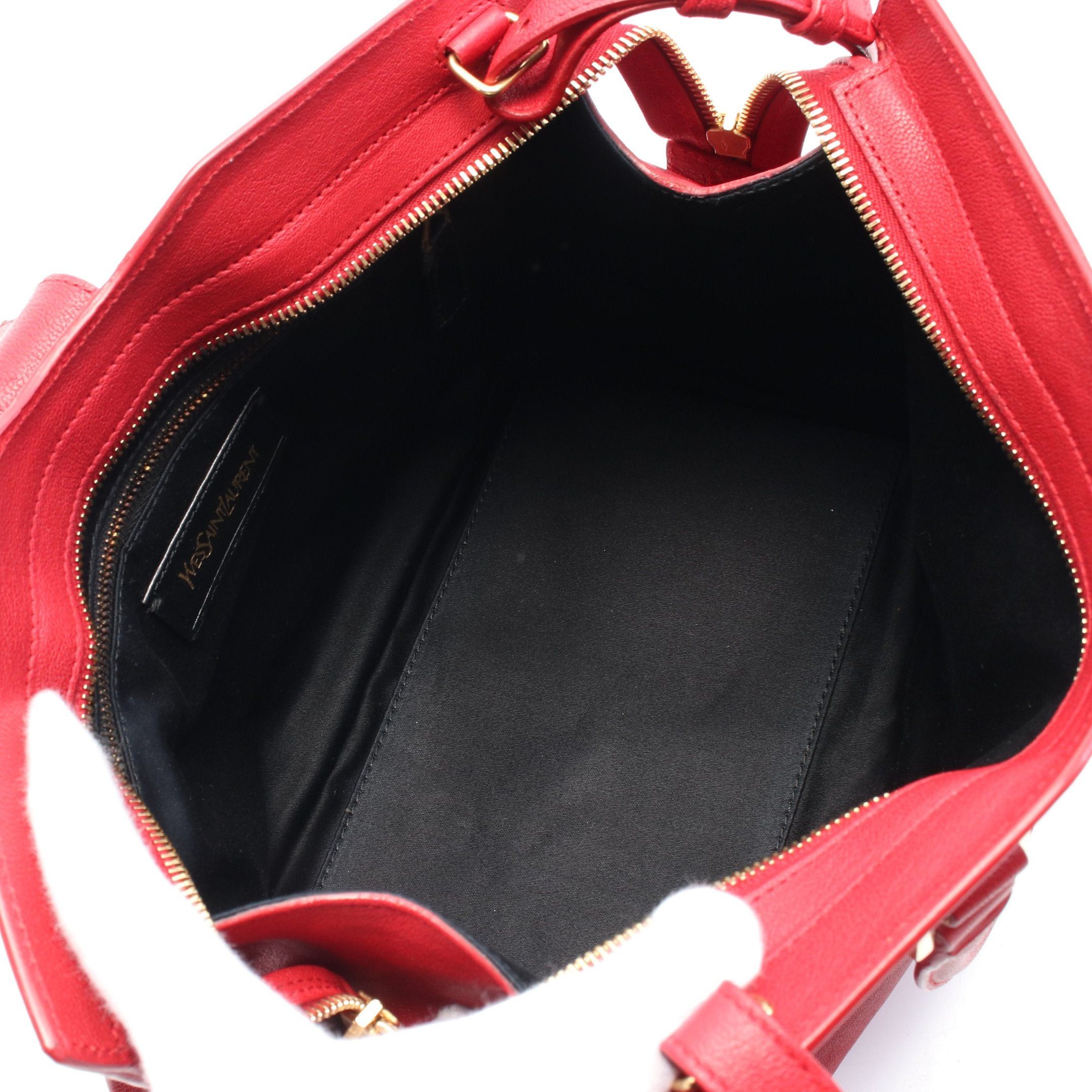 Yves Saint Laurent Yves Saint Laurent Cabas Chic Mini Handbag Leather Red Size ONE SIZE - 3 Thumbnail