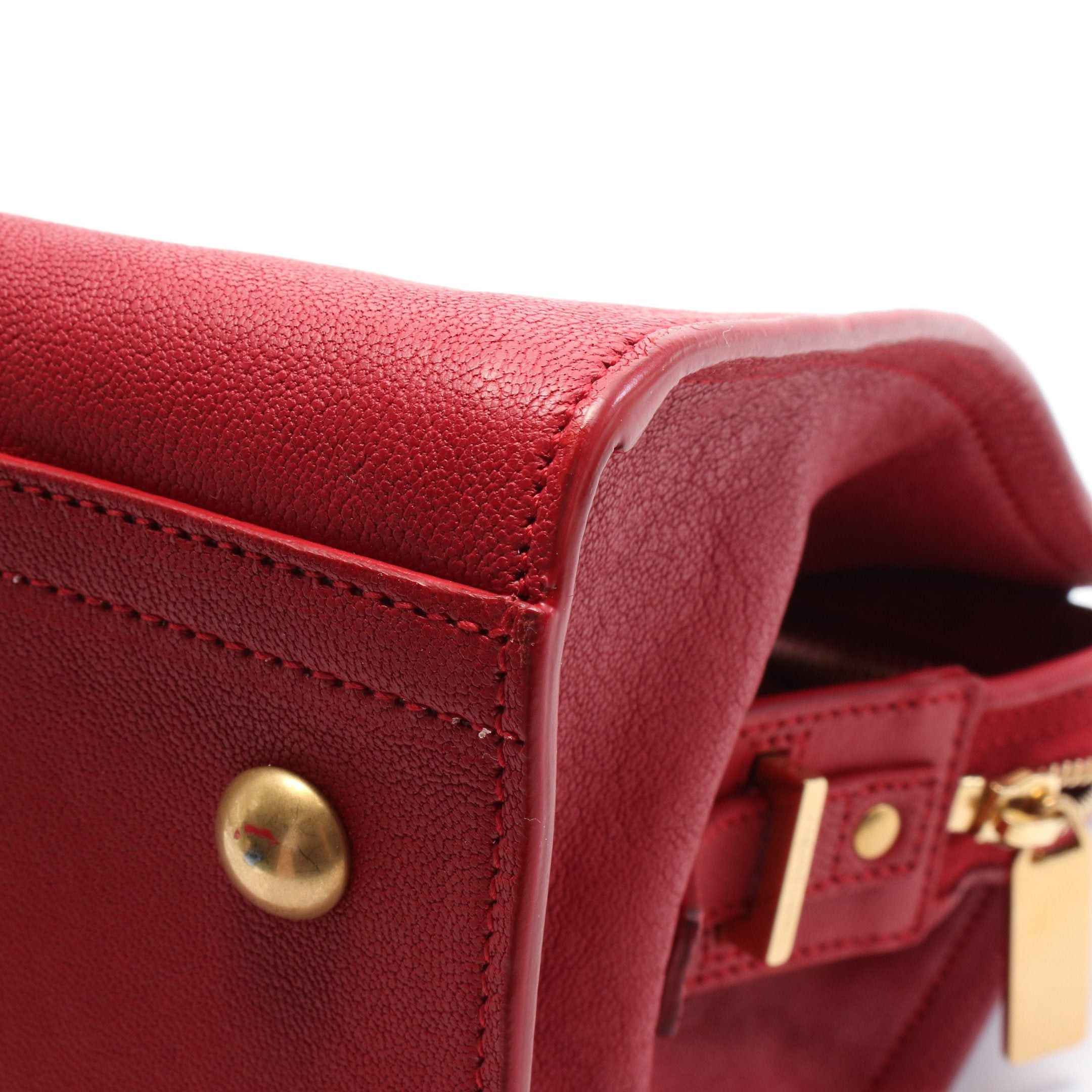 Yves Saint Laurent Yves Saint Laurent Cabas Chic Mini Handbag Leather Red Size ONE SIZE - 6 Thumbnail