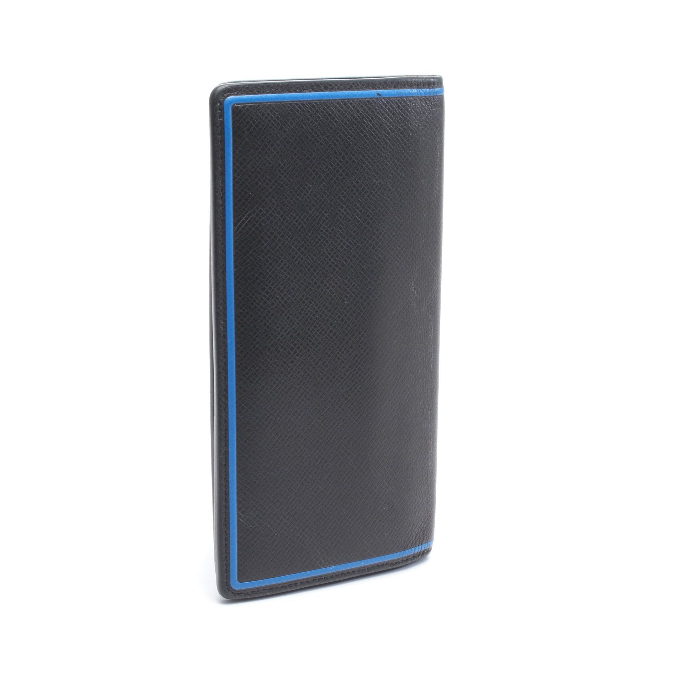 Louis Vuitton Louis Vuitton Portefeuil Brother Taiga Noir Bi-Fold Long Wallet Leather Black Blue Size ONE SIZE - 2 Thumbnail