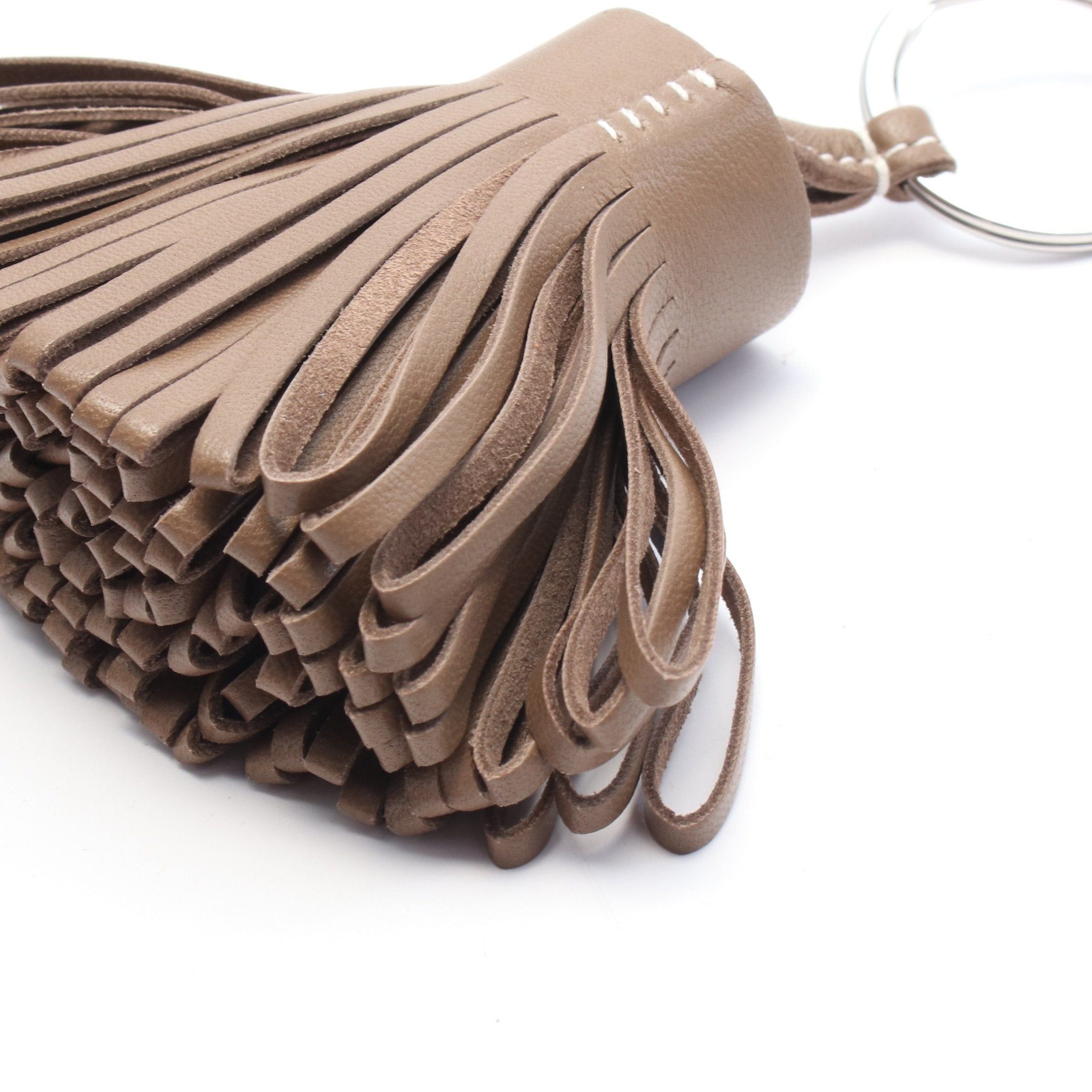 Hermes Hermes Carmen Etoupe Bag Charm Key Ring Aagneau Gray Brown Silver Hardware Double Engraved Size ONE SIZE - 5 Thumbnail