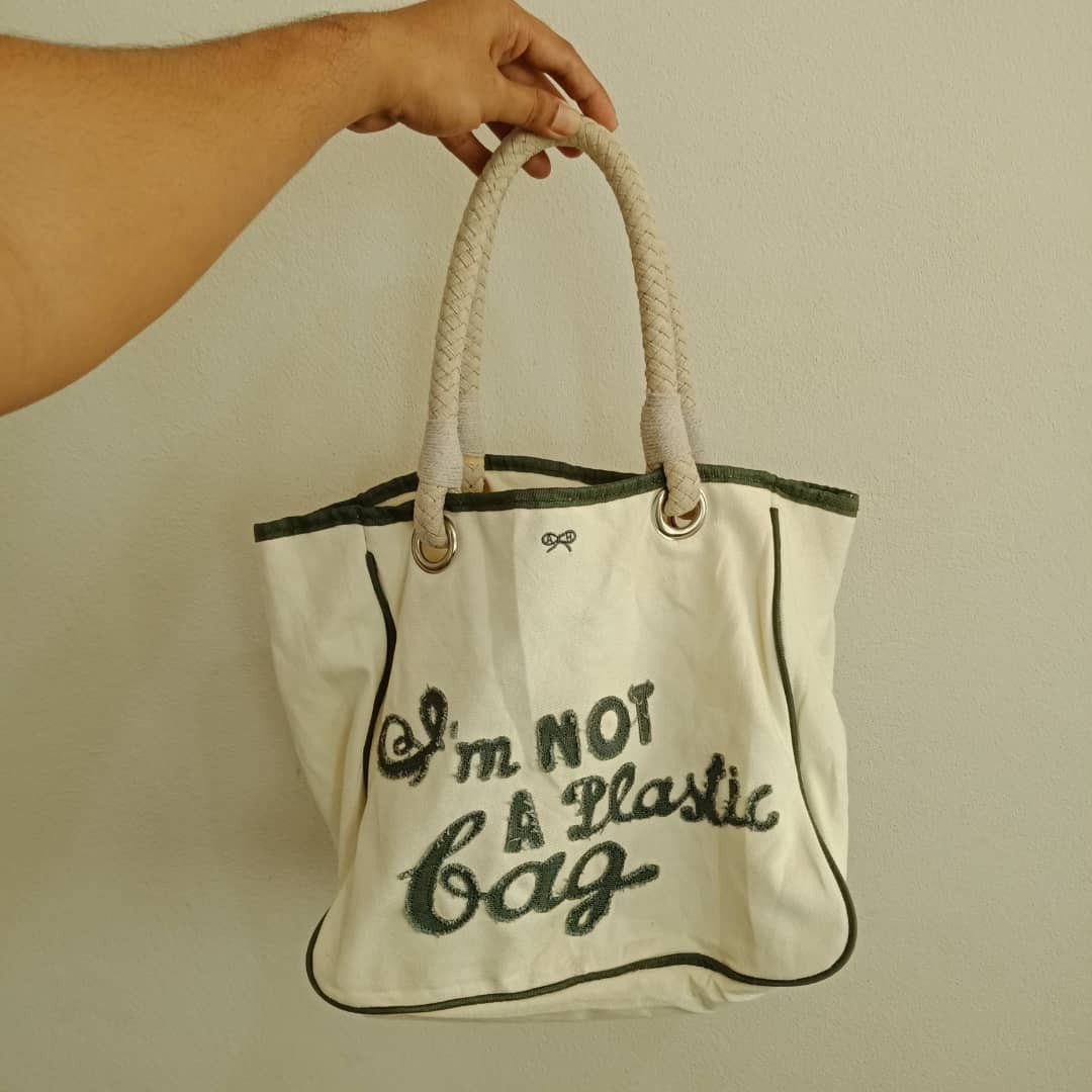 Anya Hindmarch ANYA HINDMARCH LONDON "IM NOT A PLASTIC BAG" TOTE BAG
