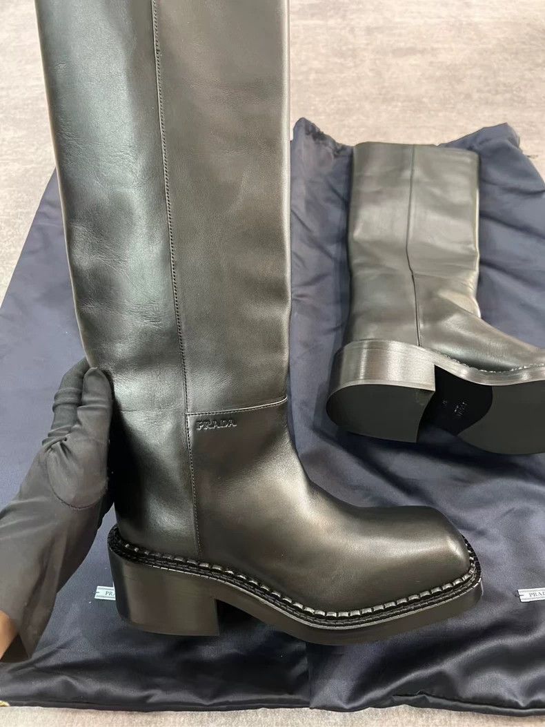 Prada Prada Leather Long Boots for Women Size 37-yf Size US 7 / IT 37 - 2 Thumbnail