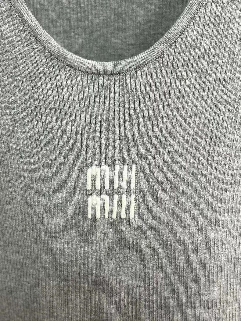 Prada Miumiu Logo Tank Top in Grey Color-yf Size S / US 4 / IT 40 - 3 Thumbnail