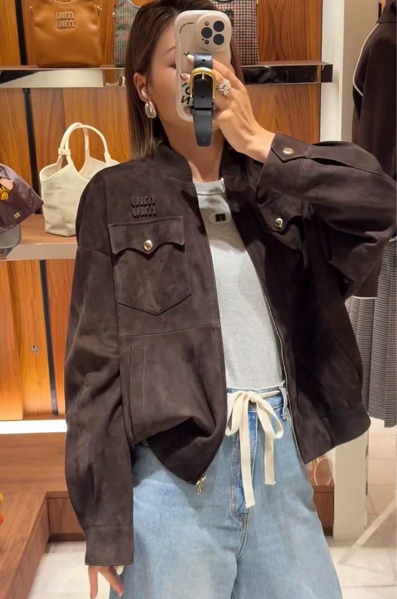 Prada Miumiu Brown Suede Jacket with Pockets-yf Size M / US 6-8 / IT 42-44 - 6 Thumbnail