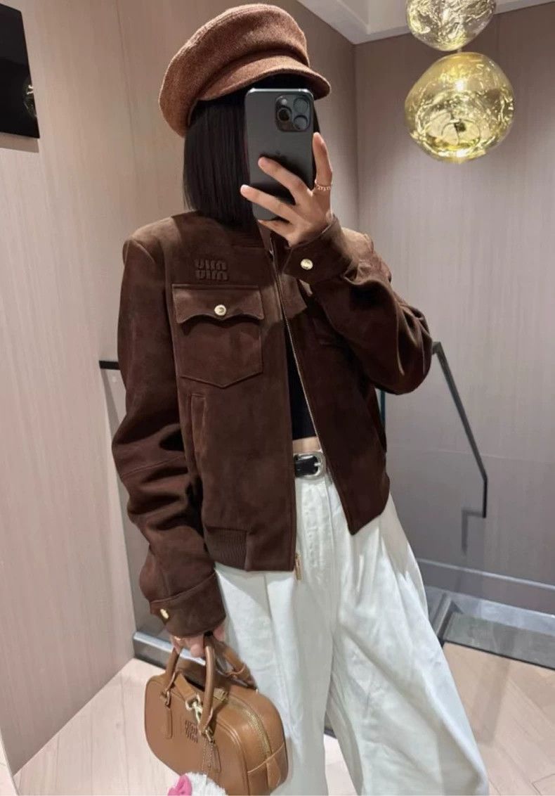 Prada Miumiu Brown Suede Jacket with Pockets-yf Size M / US 6-8 / IT 42-44 - 7 Thumbnail