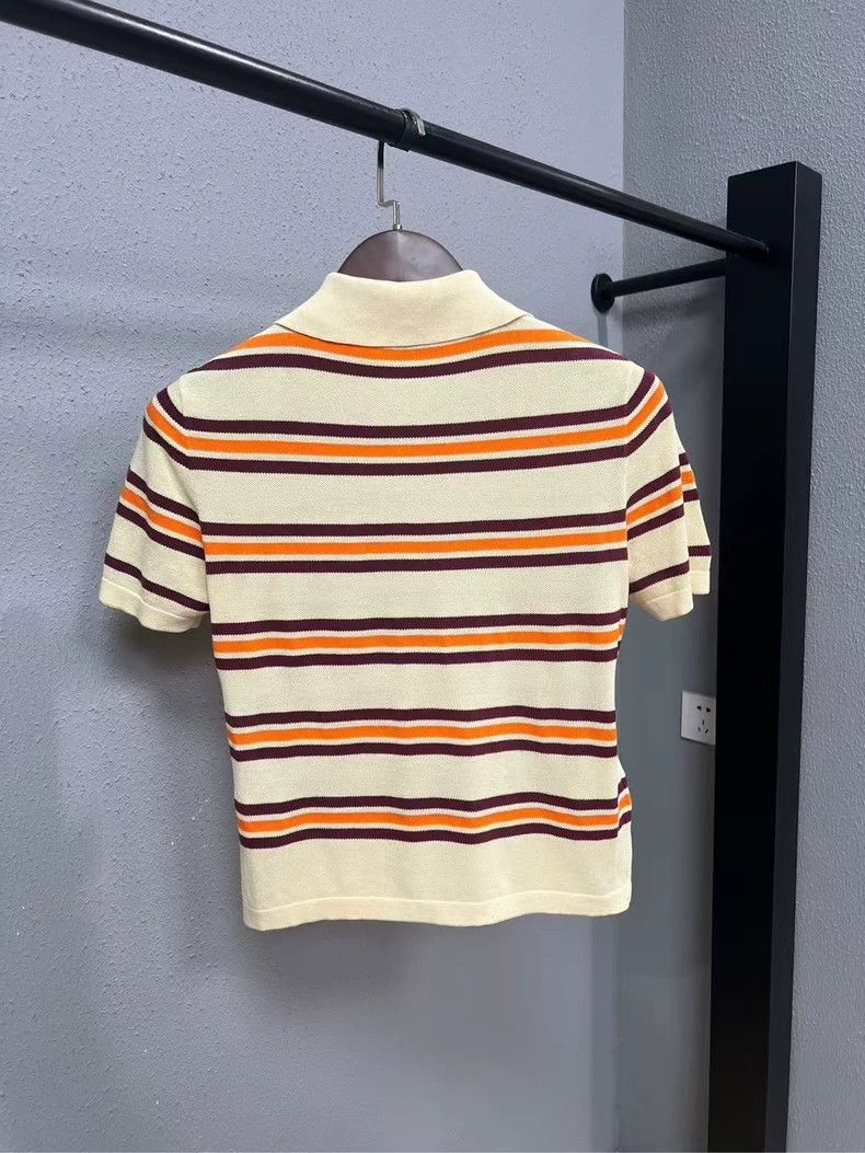 Miu Miu Miumiu Striped Short Sleeve Polo Shirt-yf Size L / US 10 / IT 46 - 2 Thumbnail
