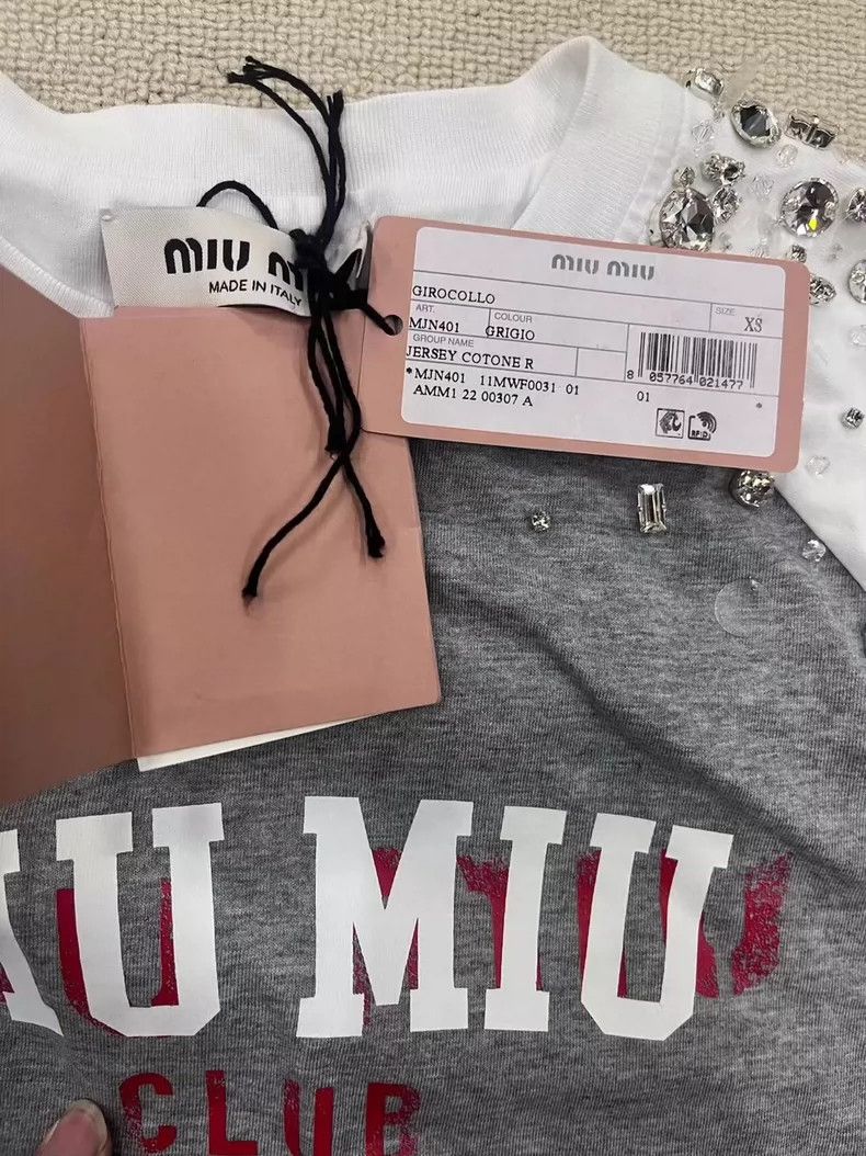 Miu Miu MIU MIU Color Block T-Shirt with Logo-yf Size XS / US 0-2 / IT 36-38 - 3 Thumbnail