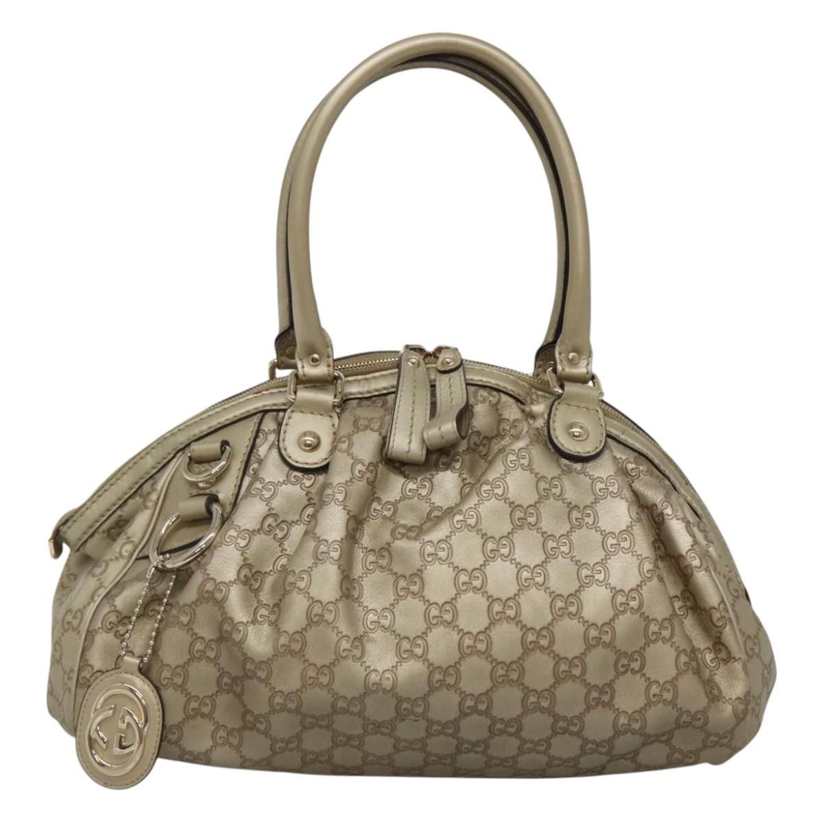 GUCCI GG Canvas Guccissima Tote Bag Leather 2way Gold Tone 223974