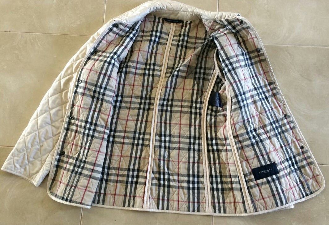 Burberry Diamond Quilted Beige Cream Nova Check Made In England Size US M / EU 48-50 / 2 - 6 Thumbnail