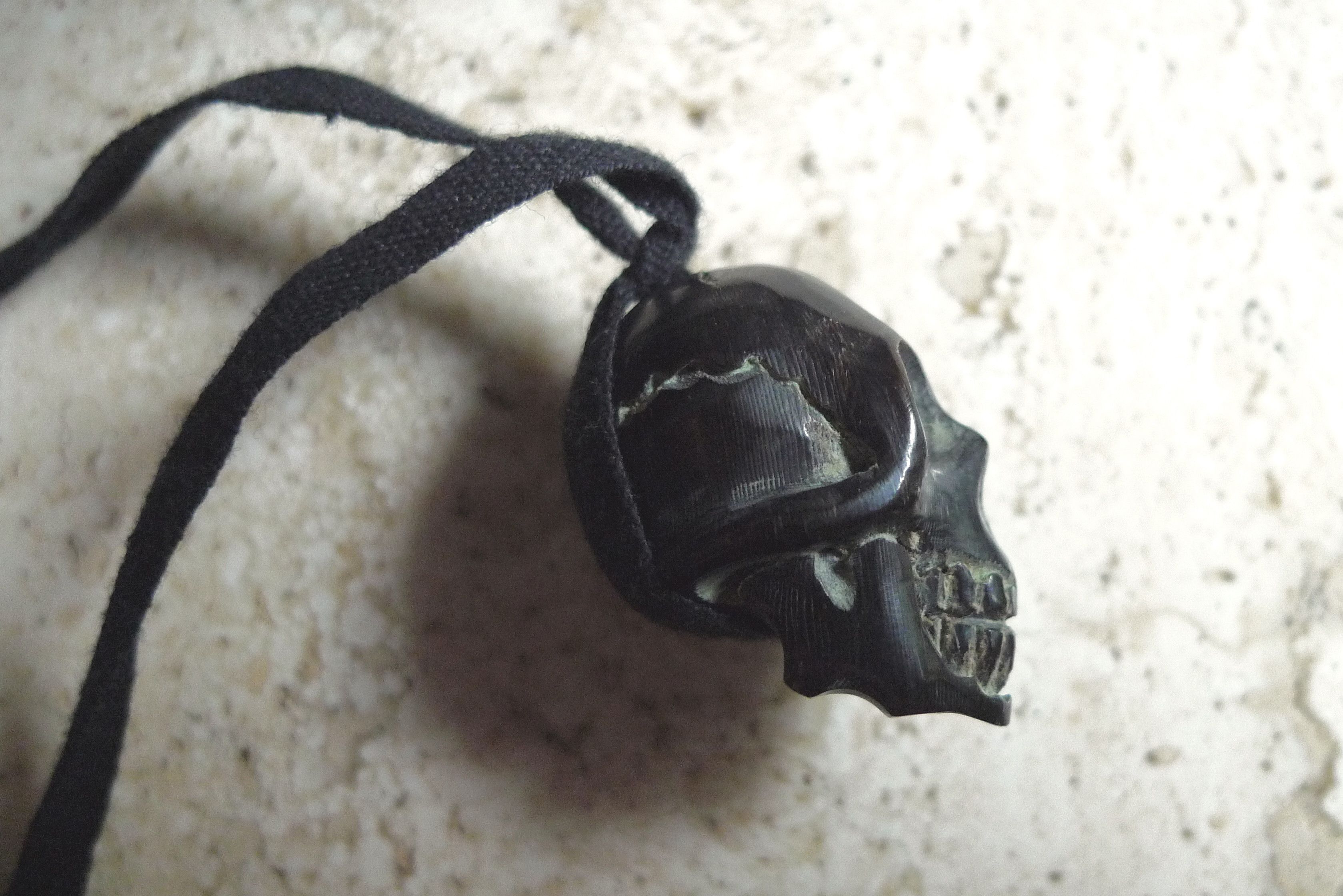 Ann Demeulemeester Carved Buffalo Horn SKULL Necklace (julius  