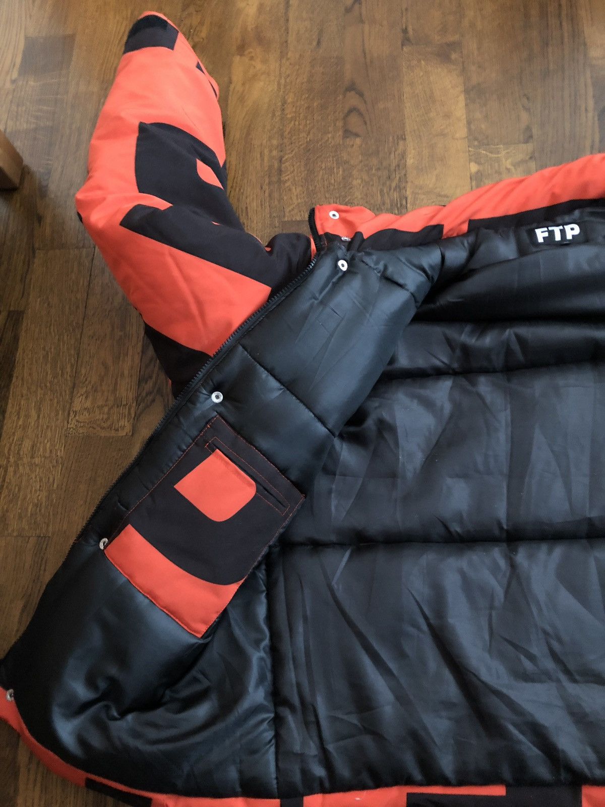 FTP Orange All Over Big Print Puffer