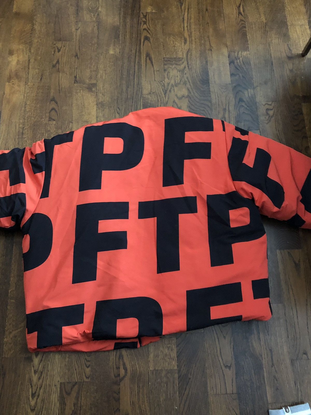 FTP Orange All Over Big Print Puffer