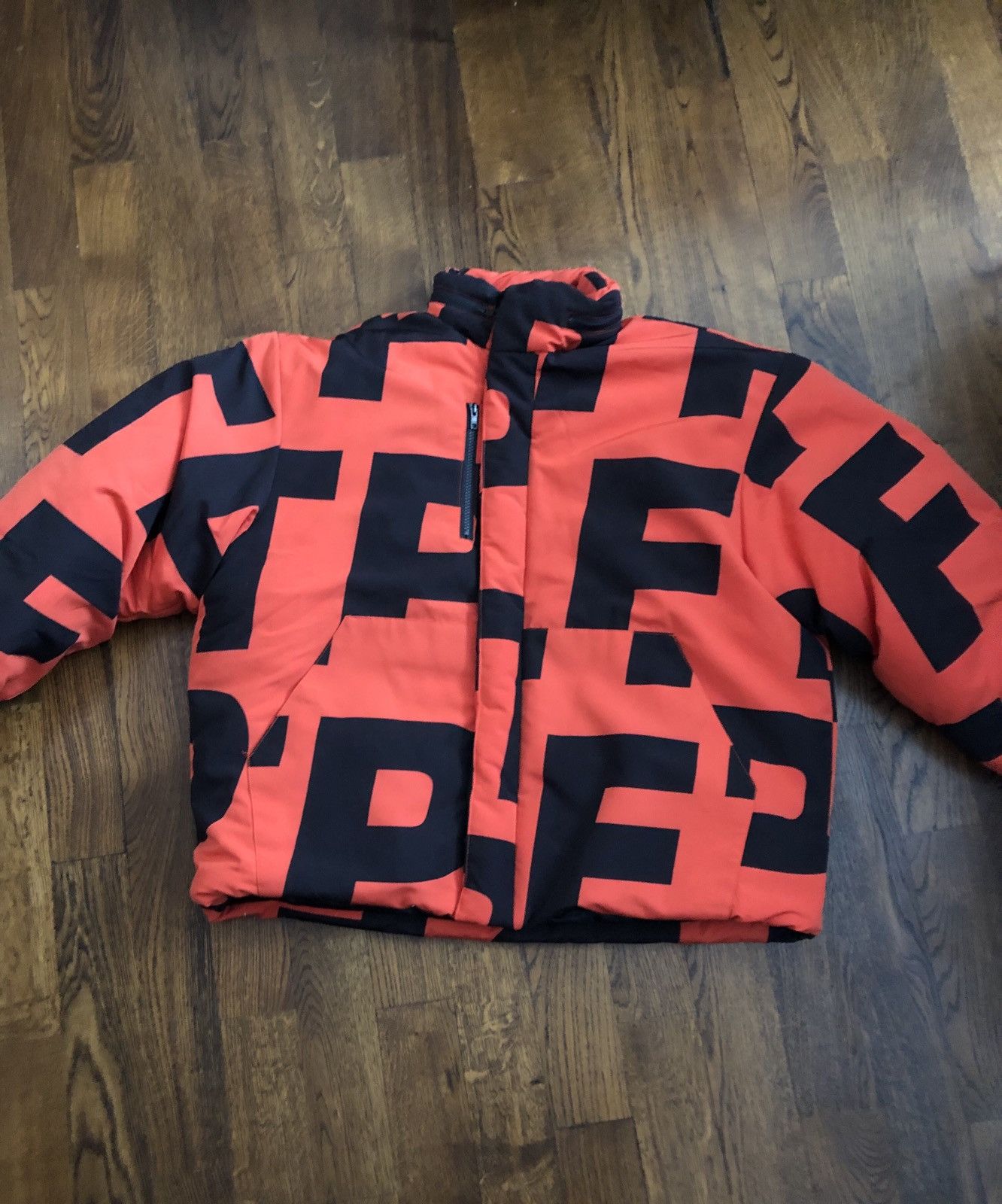 FTP Orange All Over Big Print Puffer