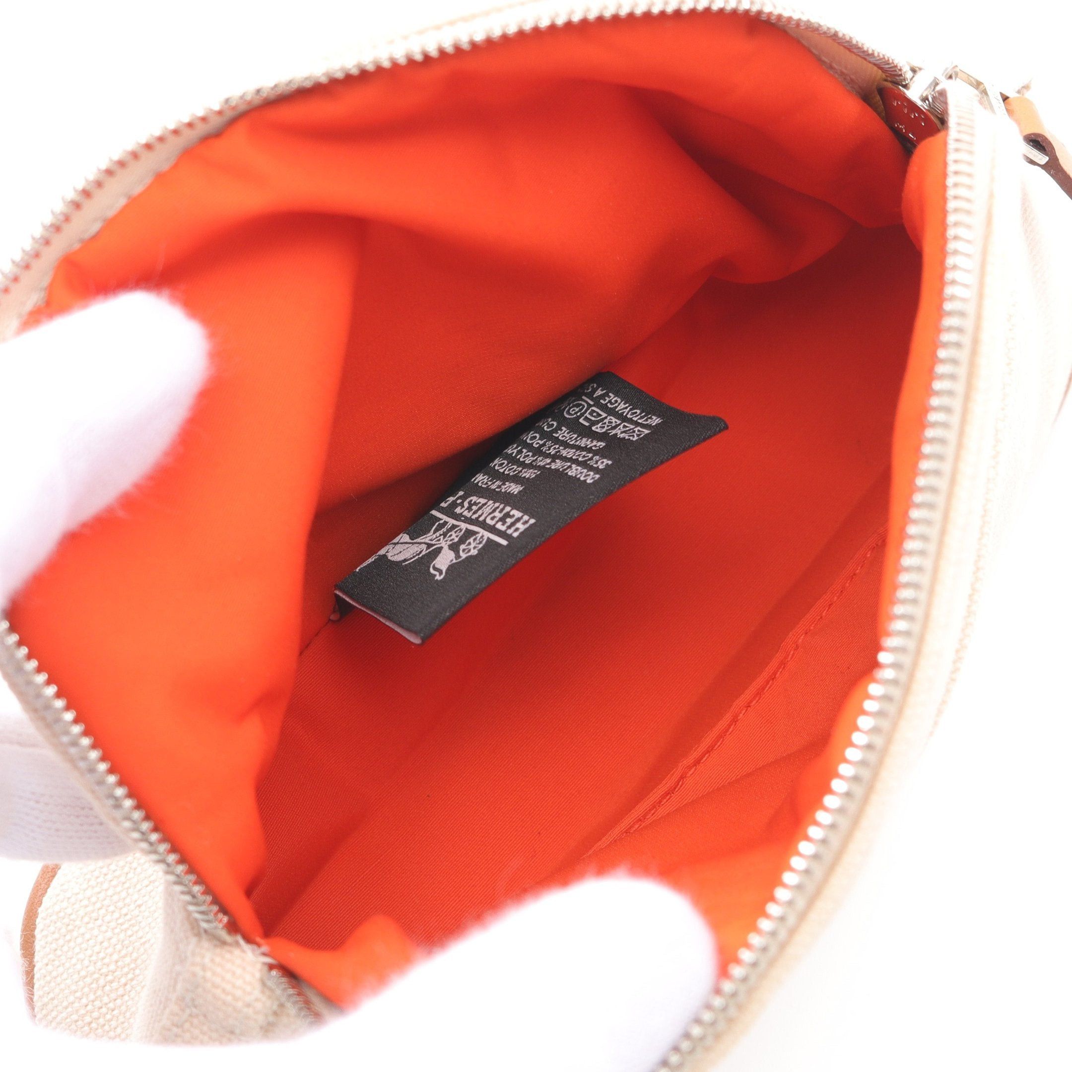 Hermes Hermes Bolide Pouch 15 Mini Canvas Leather Light Beige Brown Silver Hardware Size ONE SIZE - 3 Thumbnail