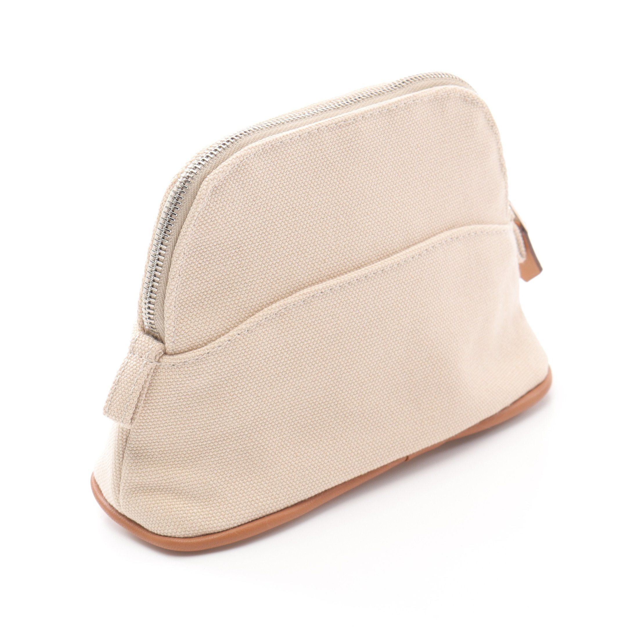 Hermes Hermes Bolide Pouch 15 Mini Canvas Leather Light Beige Brown Silver Hardware Size ONE SIZE - 2 Thumbnail