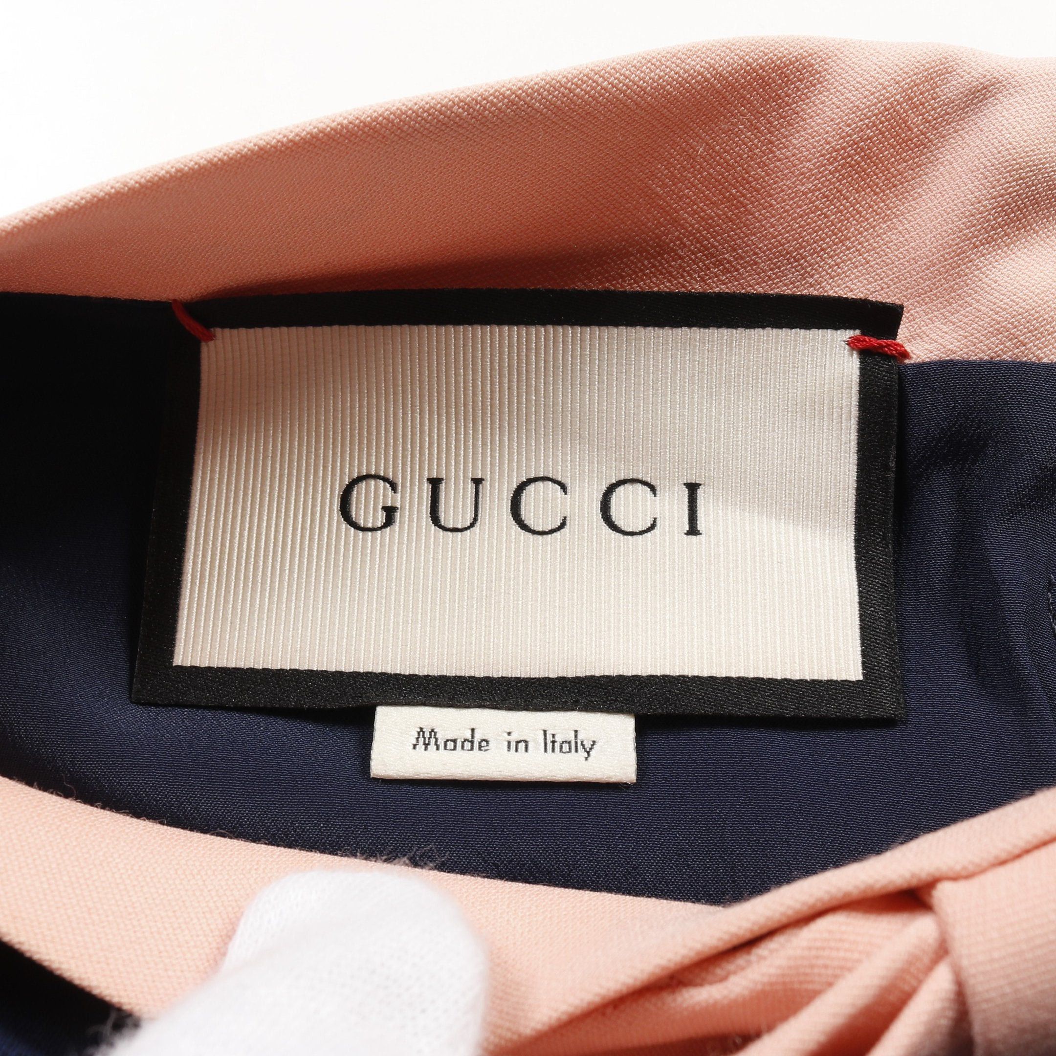 Gucci Gucci One Piece Ribbon Wool Silk Navy Pink Size ONE SIZE - 3 Thumbnail