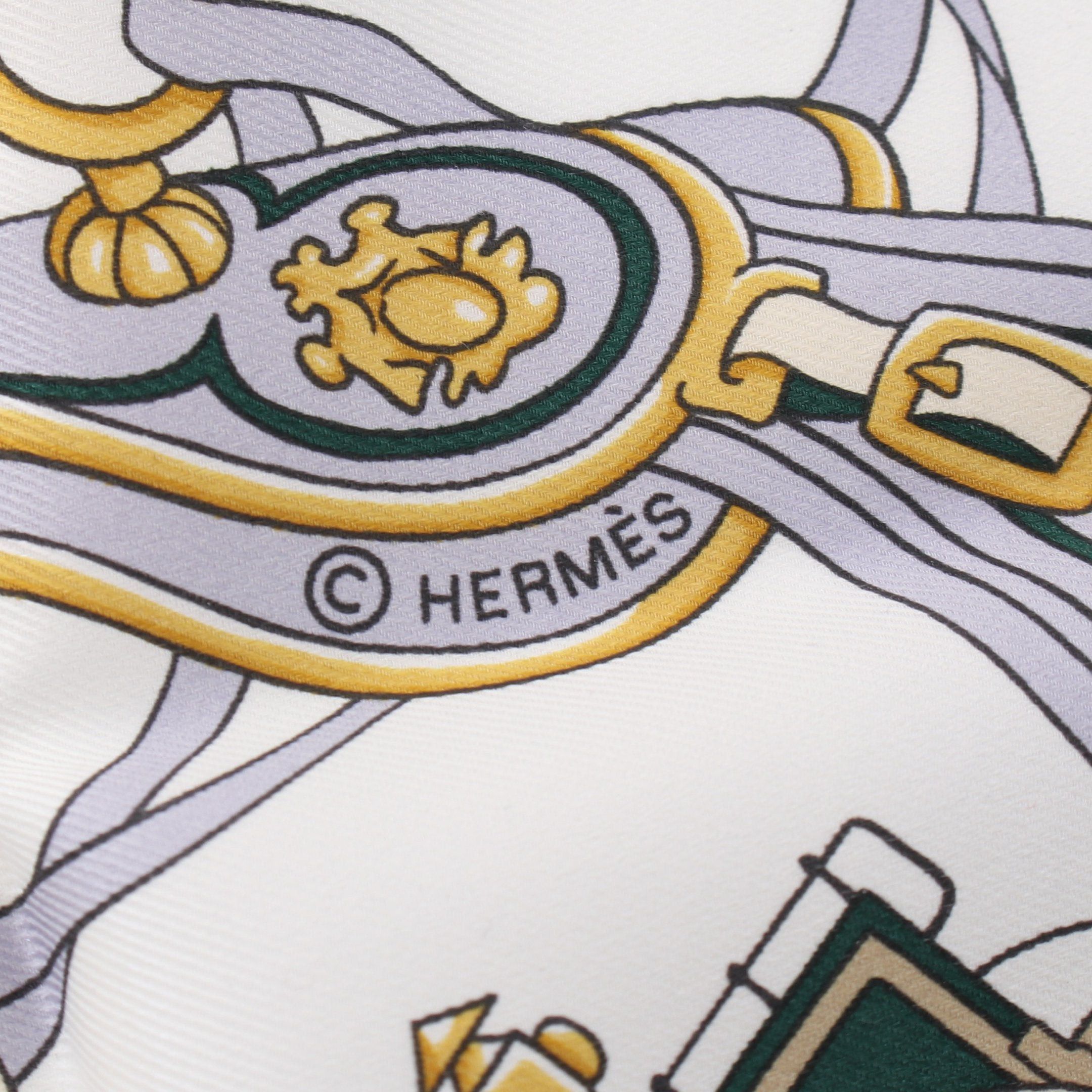 Hermes Hermes Carres 70 Palonniers Scarf Silk White Multicolor Size ONE SIZE - 2 Thumbnail