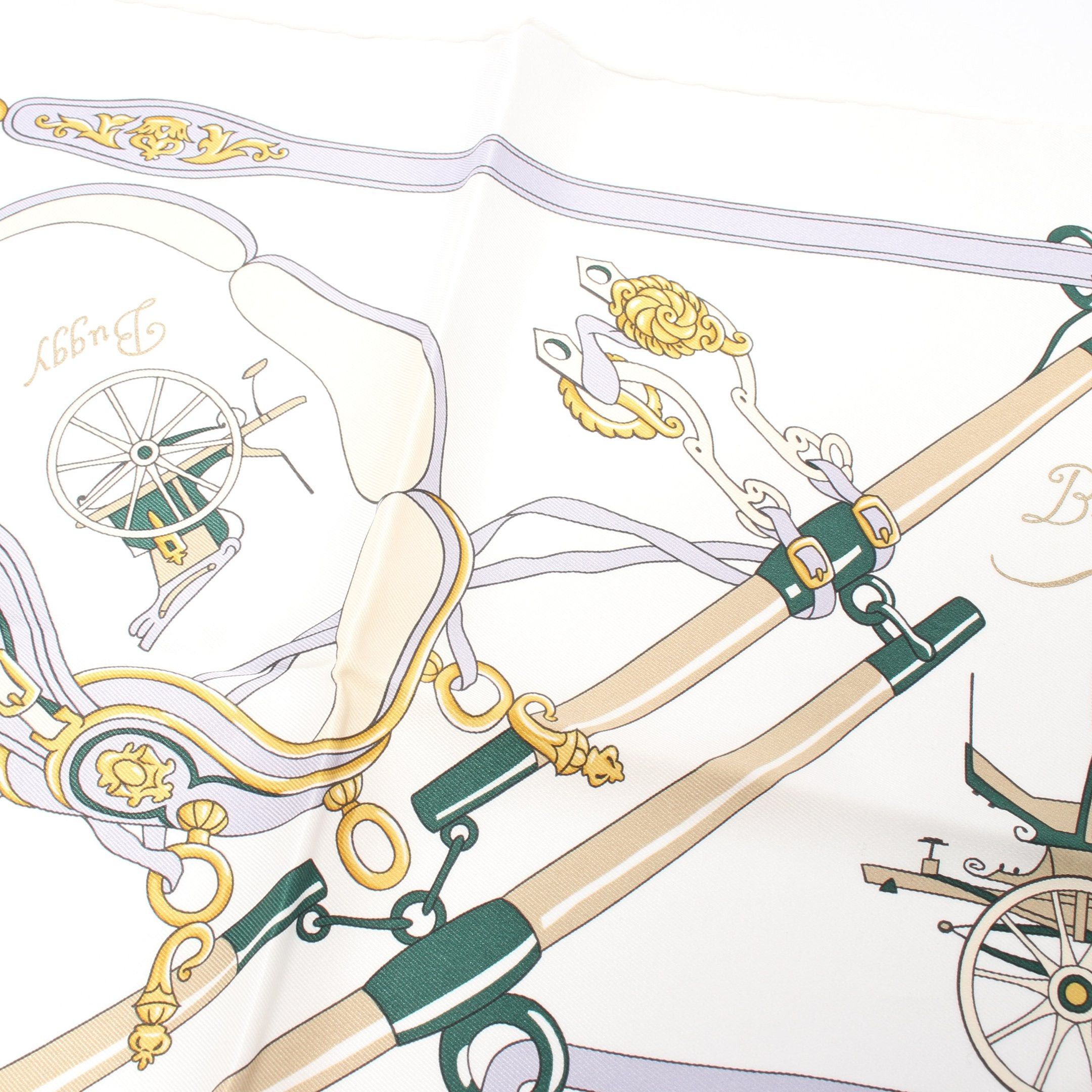 Hermes Hermes Carres 70 Palonniers Scarf Silk White Multicolor Size ONE SIZE - 5 Thumbnail