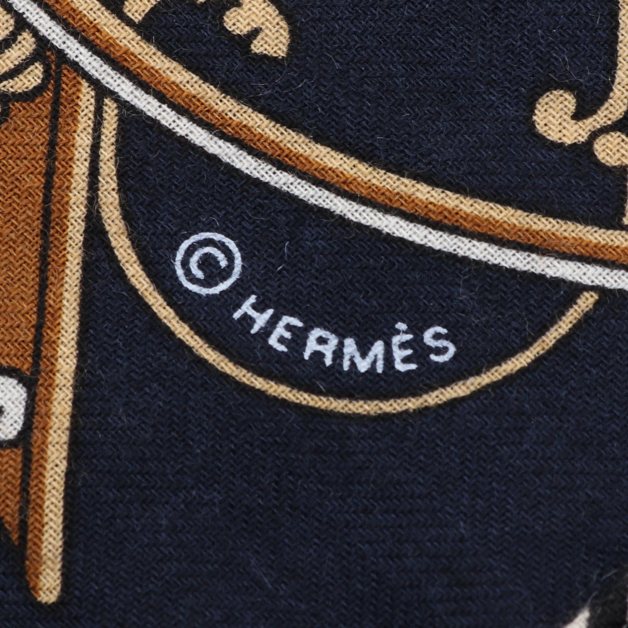 Hermes Hermes Triangle Geant Les Voitures A Transformation Scarf Stall Cashmere Silk Navy Multicolor Size ONE SIZE - 2 Thumbnail
