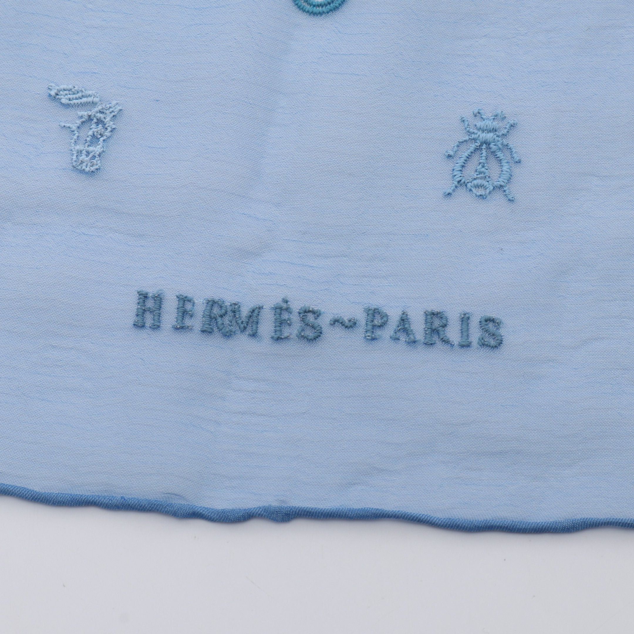 Hermes Hermes Carres 100 Multi Charm Scarf Embroidery Silk Blue Size ONE SIZE - 2 Thumbnail
