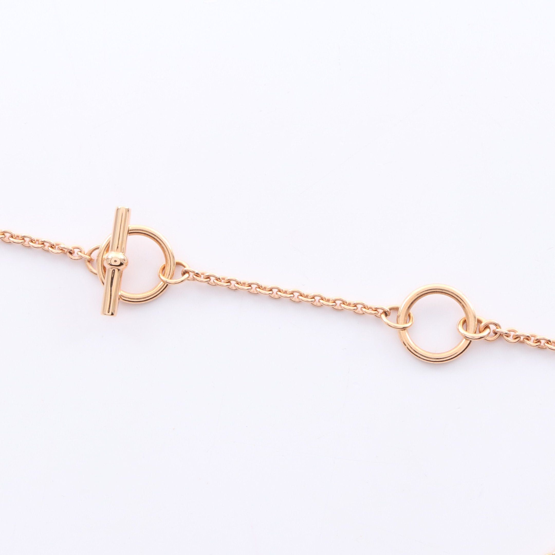 Hermes Hermes Chaîne Mini Mayonnaise Necklace Gp Pink Gold Blue Size ONE SIZE - 4 Thumbnail