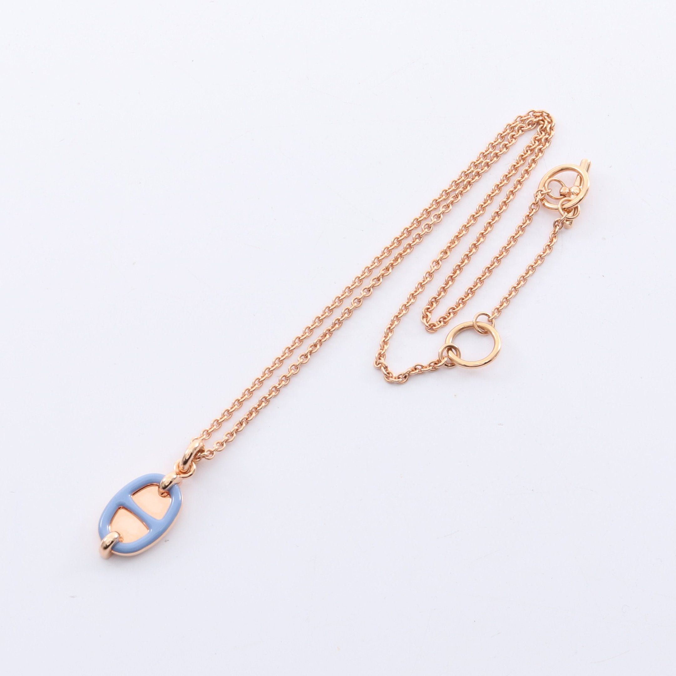 Hermes Hermes Chaîne Mini Mayonnaise Necklace Gp Pink Gold Blue Size ONE SIZE - 3 Thumbnail
