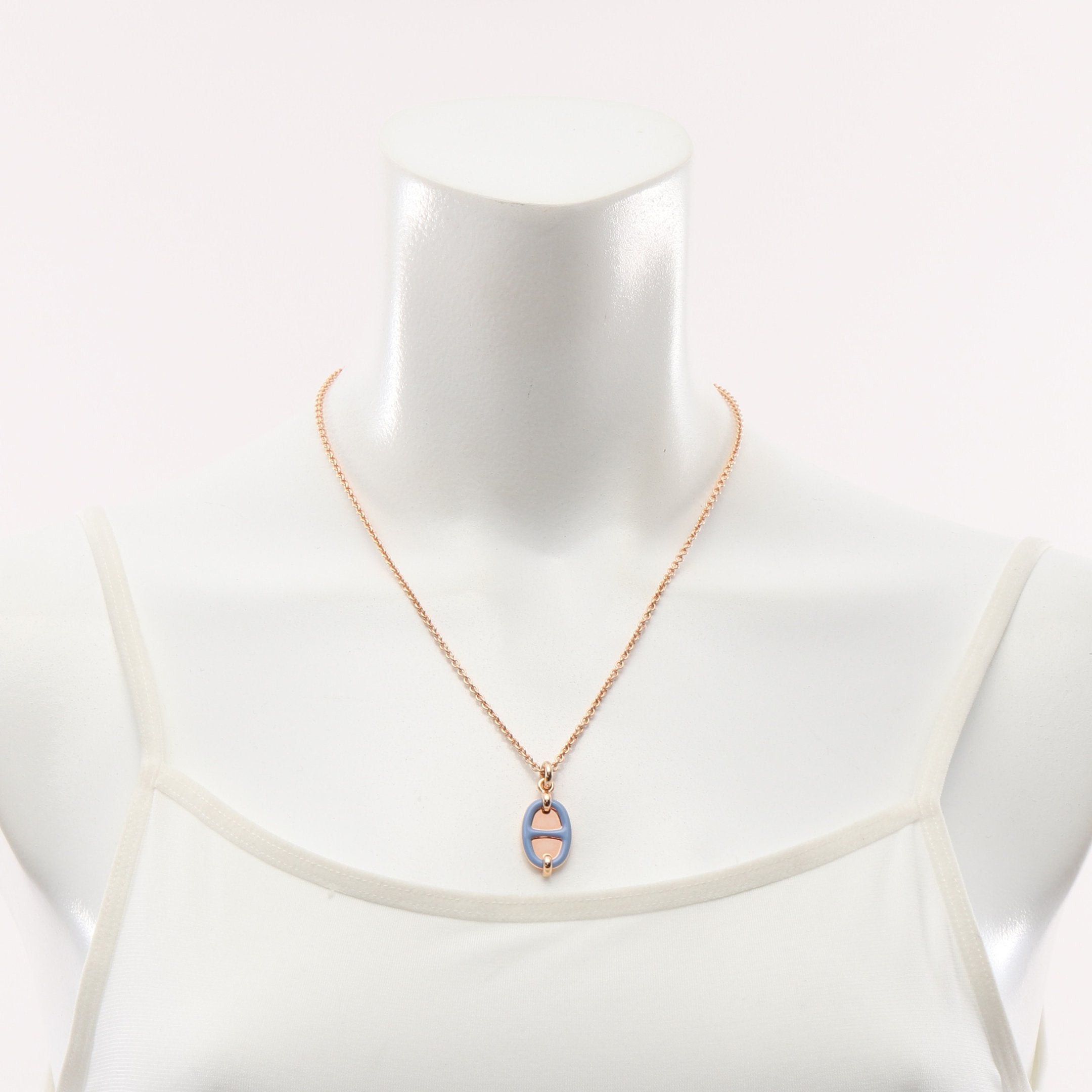 Hermes Hermes Chaîne Mini Mayonnaise Necklace Gp Pink Gold Blue Size ONE SIZE - 6 Thumbnail