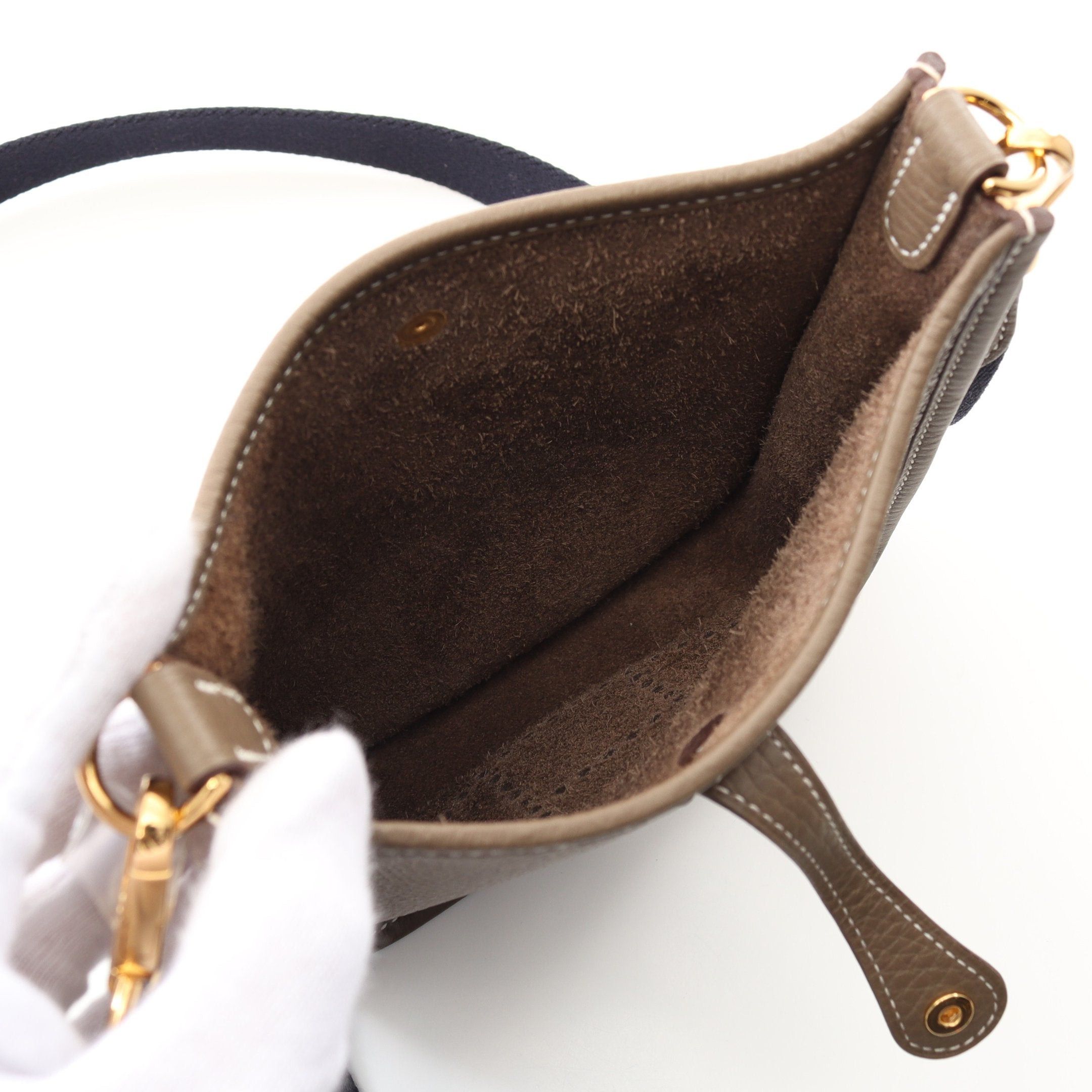 Hermes Hermes Evelyn Tpm Amazon Etoupe Shoulder Bag Clemence Leather Gray Brown Gold Hardware Double Engraved Size ONE SIZE - 3 Thumbnail