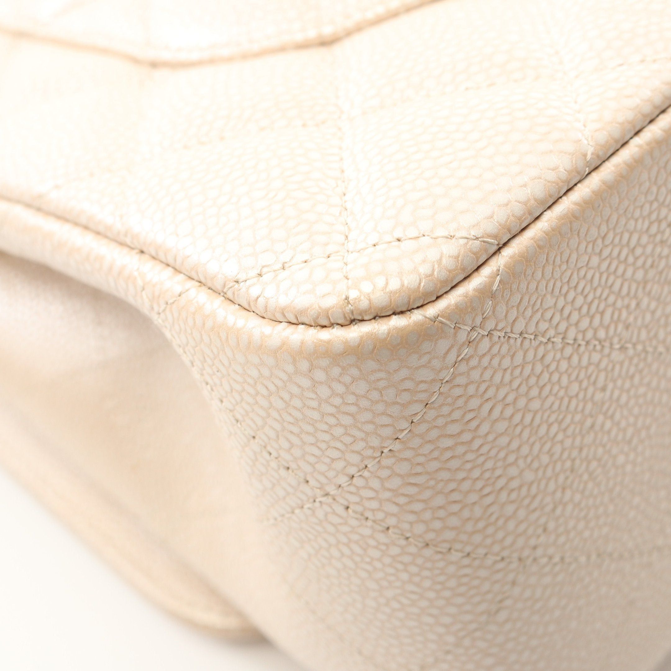 Chanel Chanel Decamatlassé 30 Classic Large Double Flap Chain Shoulder Bag Caviar Skin Beige Gold Hardware Size ONE SIZE - 8 Thumbnail