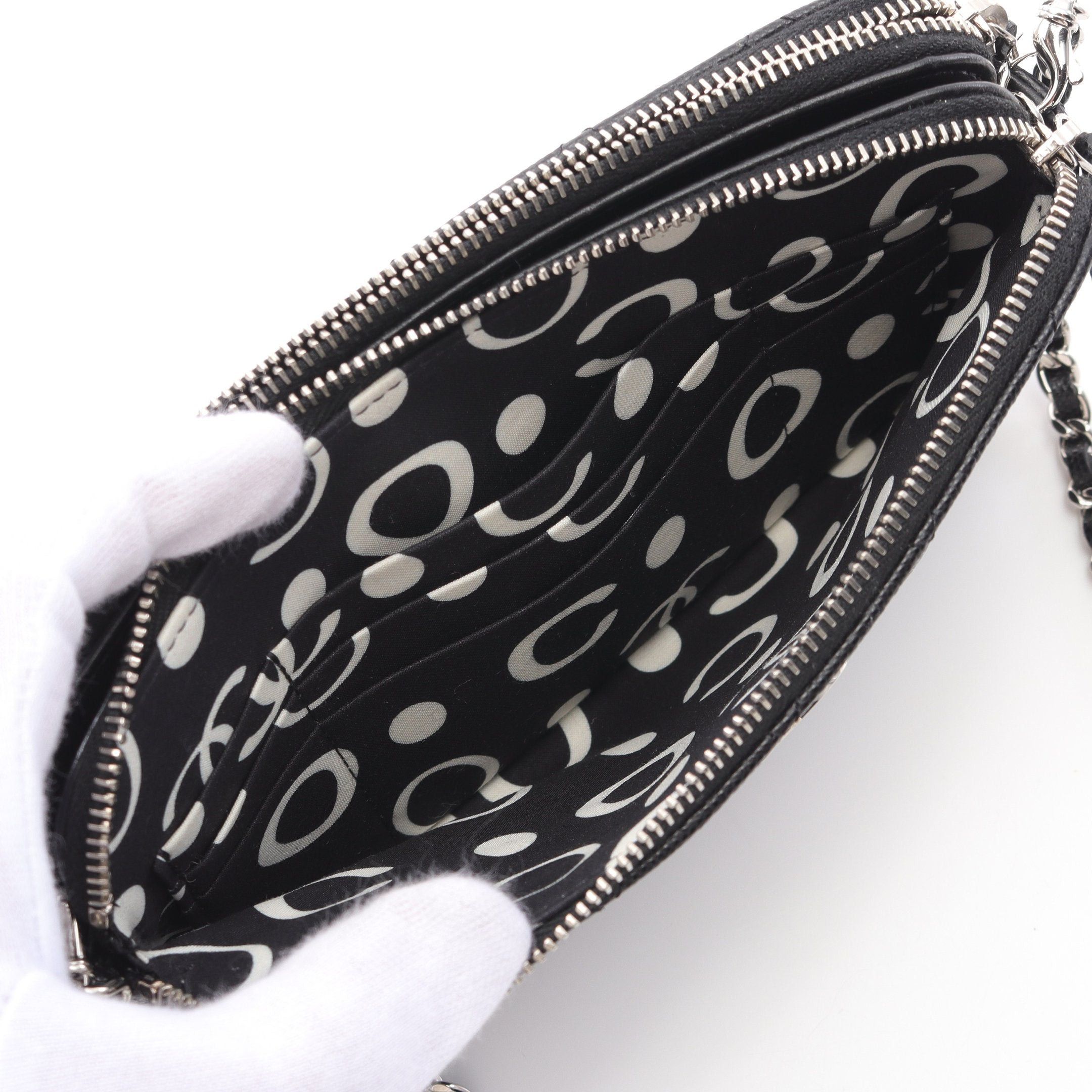 Chanel Chanel Matelasse Chain Wallet Caviar Skin Black Silver Hardware Size ONE SIZE - 4 Thumbnail