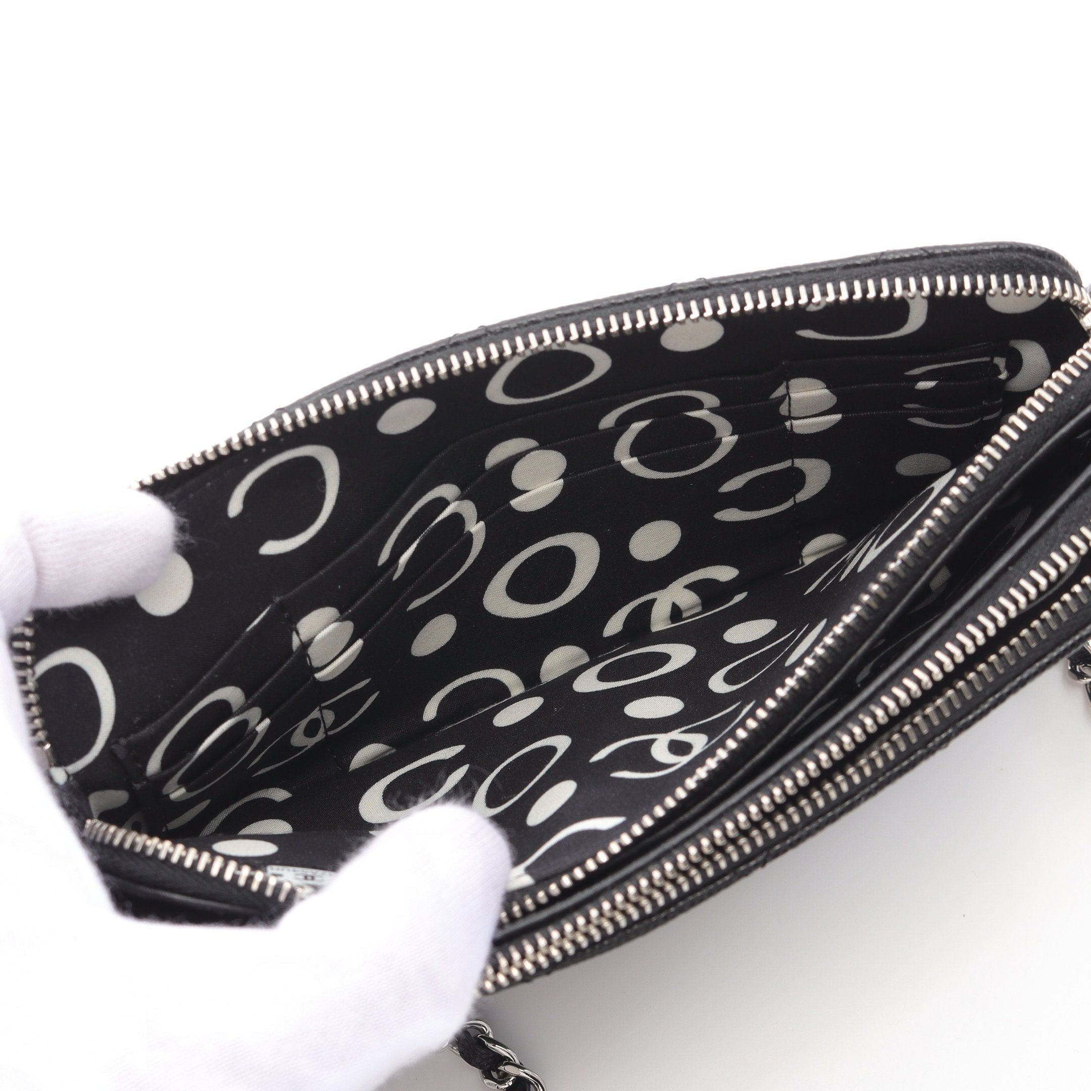 Chanel Chanel Matelasse Chain Wallet Caviar Skin Black Silver Hardware Size ONE SIZE - 5 Thumbnail