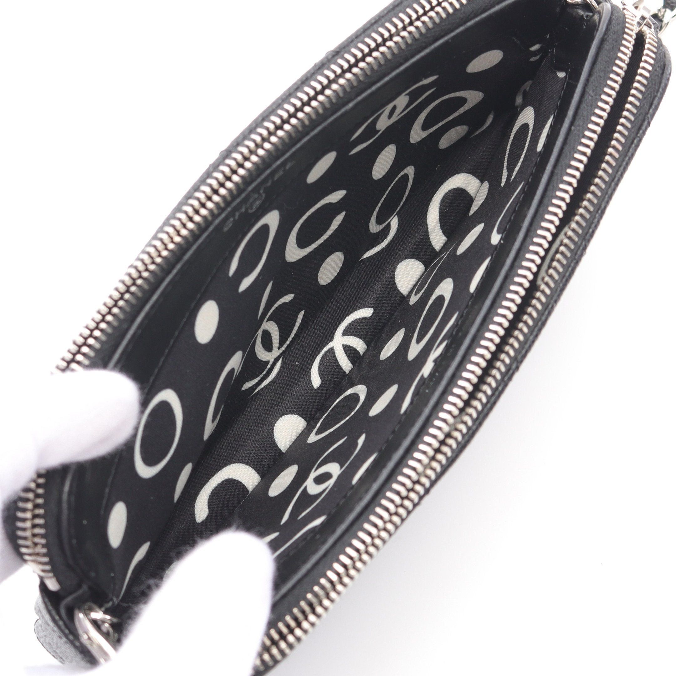 Chanel Chanel Matelasse Chain Wallet Caviar Skin Black Silver Hardware Size ONE SIZE - 3 Thumbnail