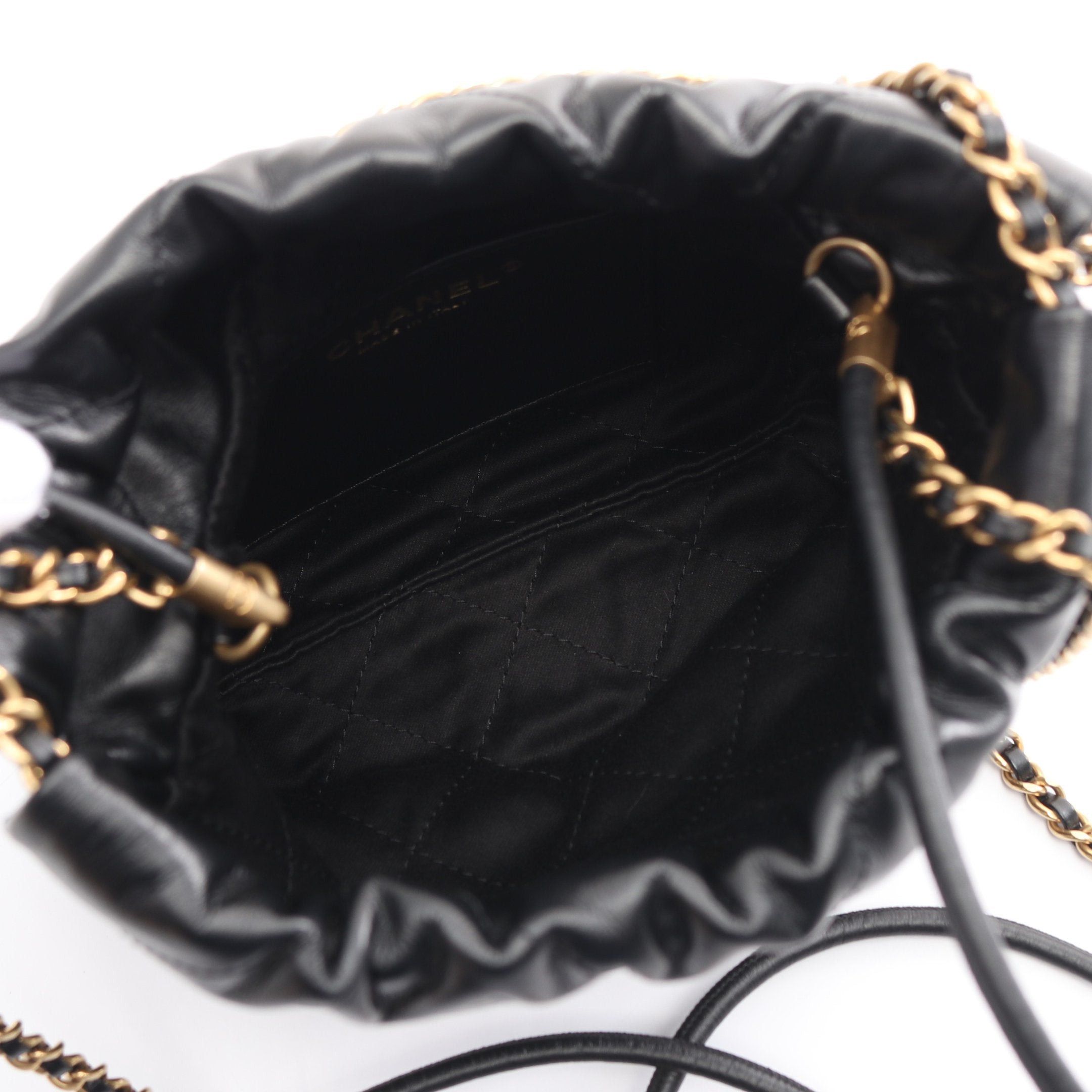 Chanel Chanel Chanel 22 Mini Chain Shoulder Bag Leather Black Gold Hardware Size ONE SIZE - 3 Thumbnail