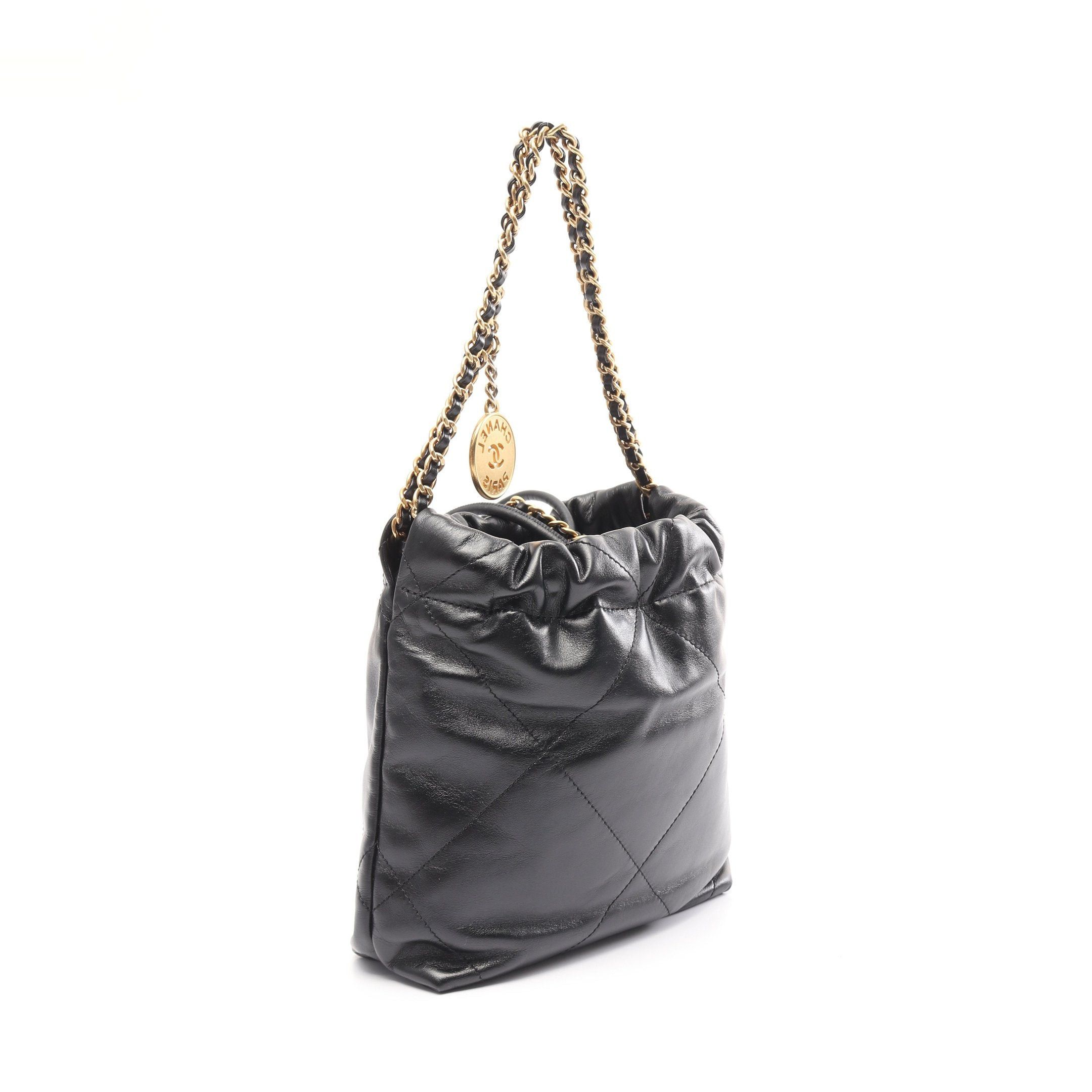 Chanel Chanel Chanel 22 Mini Chain Shoulder Bag Leather Black Gold Hardware Size ONE SIZE - 2 Thumbnail