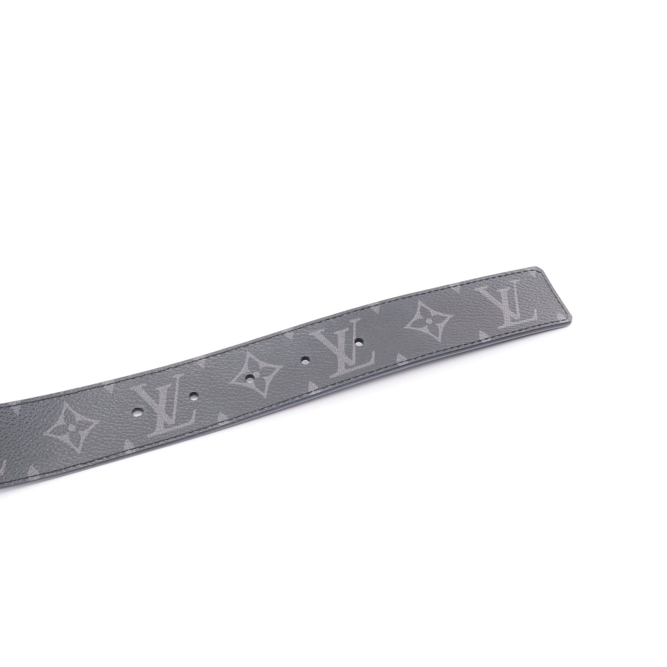 Louis Vuitton Louis Vuitton Lv Initials 35Mm Reversible Monogram Eclipse Belt Black Size ONE SIZE - 3 Thumbnail
