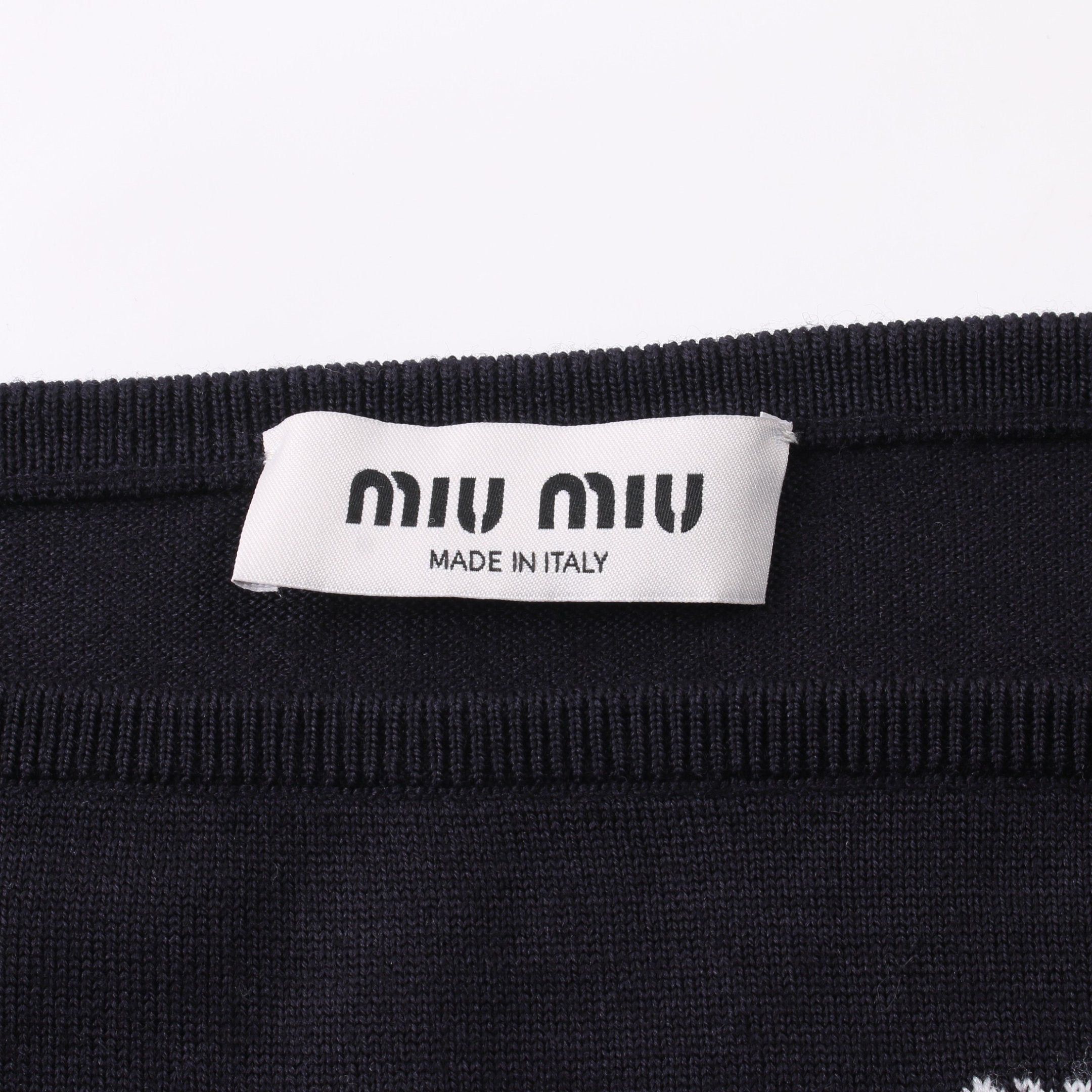 Miu Miu Miu Miu Boat Neck Knit Wool Black Size ONE SIZE - 3 Thumbnail