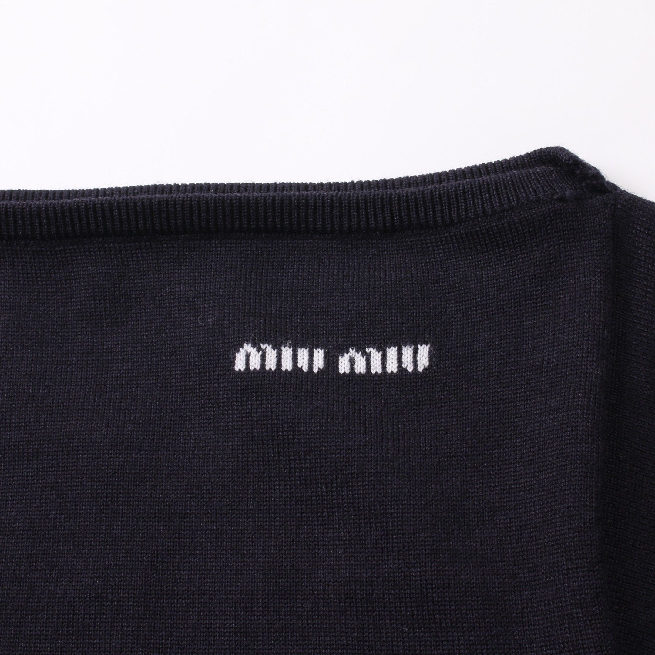 Miu Miu Miu Miu Boat Neck Knit Wool Black Size ONE SIZE - 5 Thumbnail