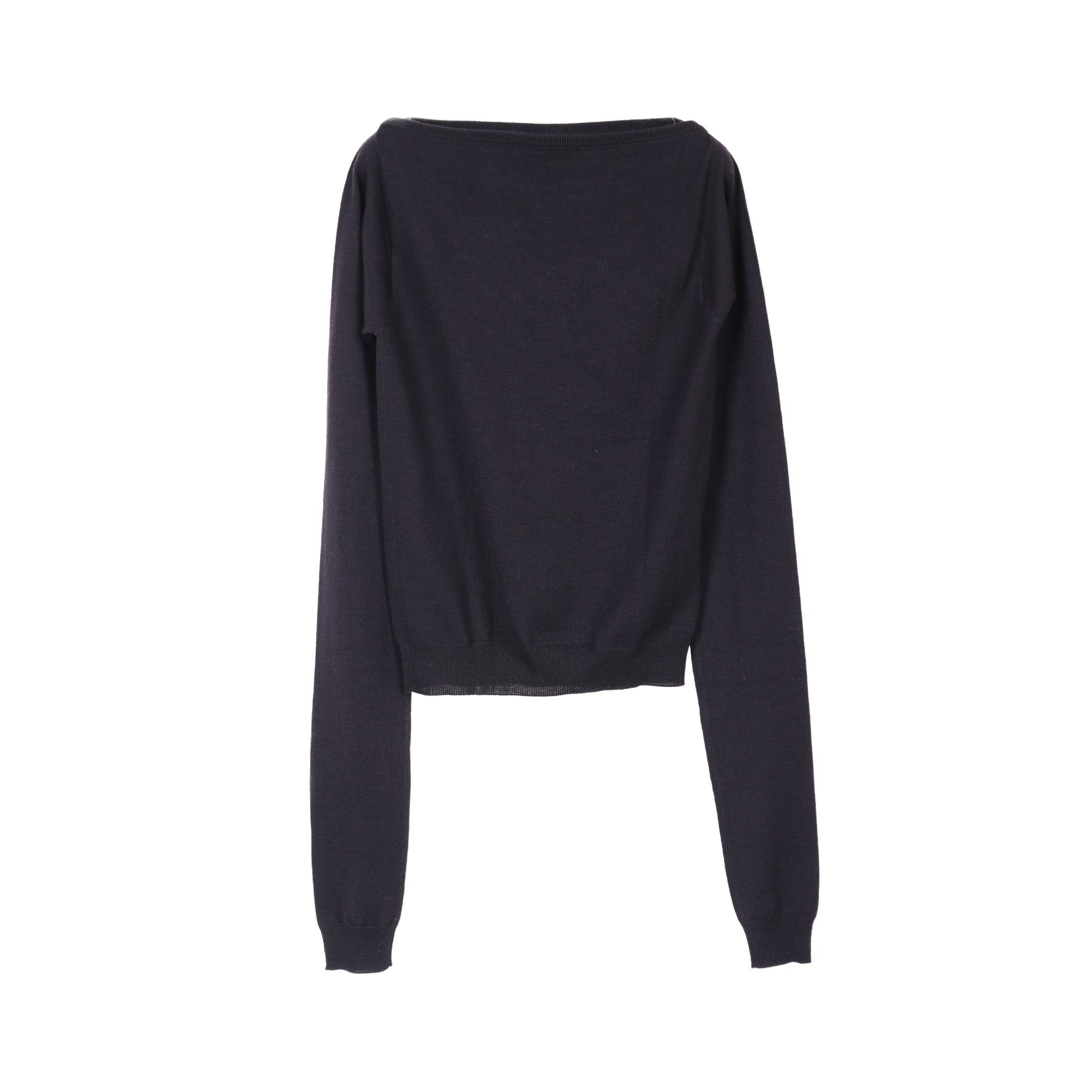Miu Miu Miu Miu Boat Neck Knit Wool Black Size ONE SIZE - 2 Thumbnail