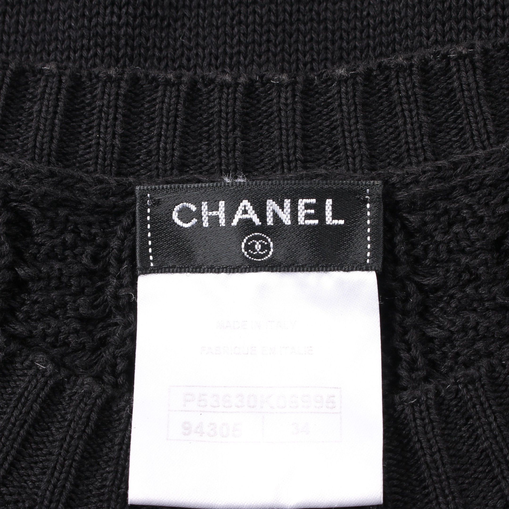 Chanel Chanel Cocomark Button Knit Cotton Black Size ONE SIZE - 3 Thumbnail