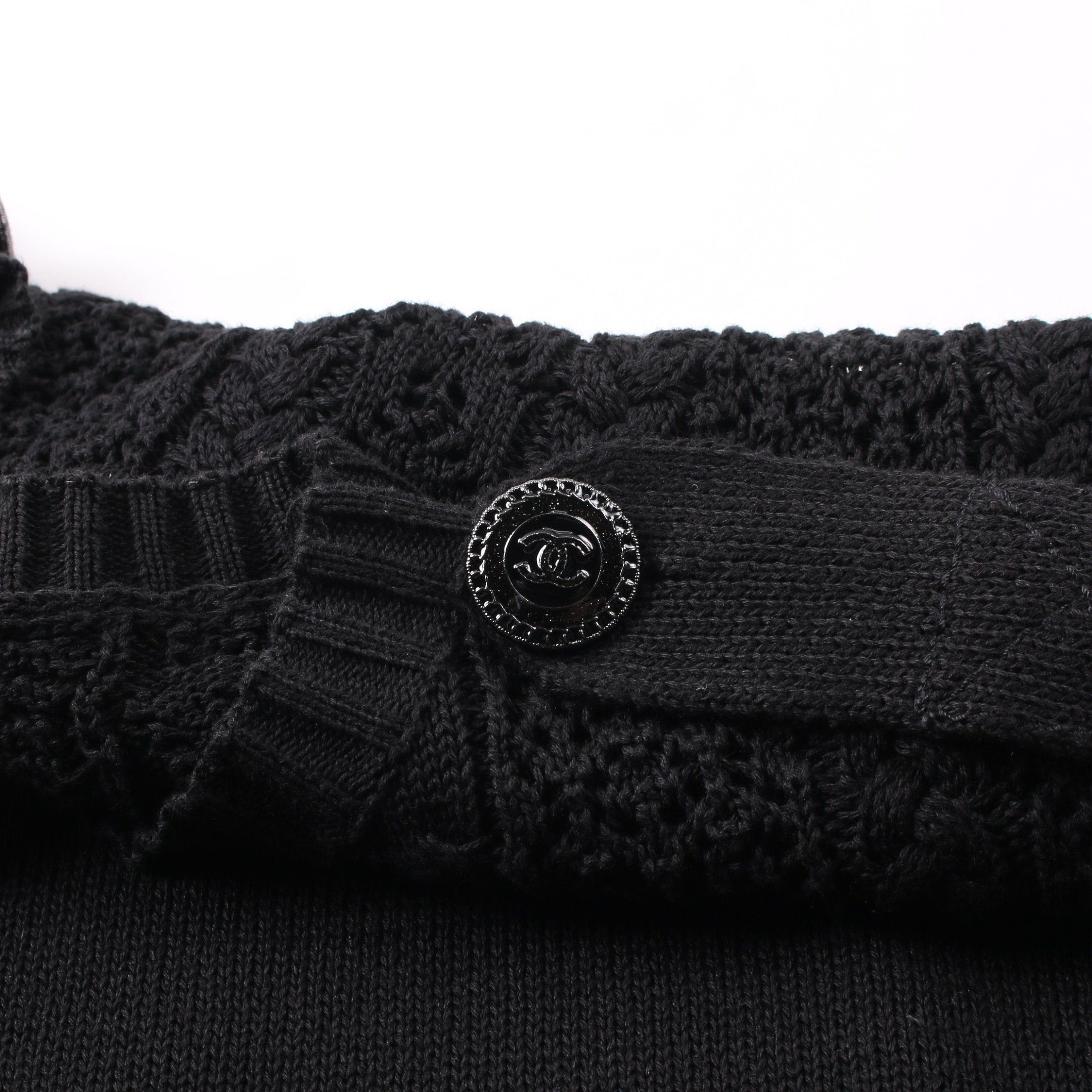 Chanel Chanel Cocomark Button Knit Cotton Black Size ONE SIZE - 7 Thumbnail