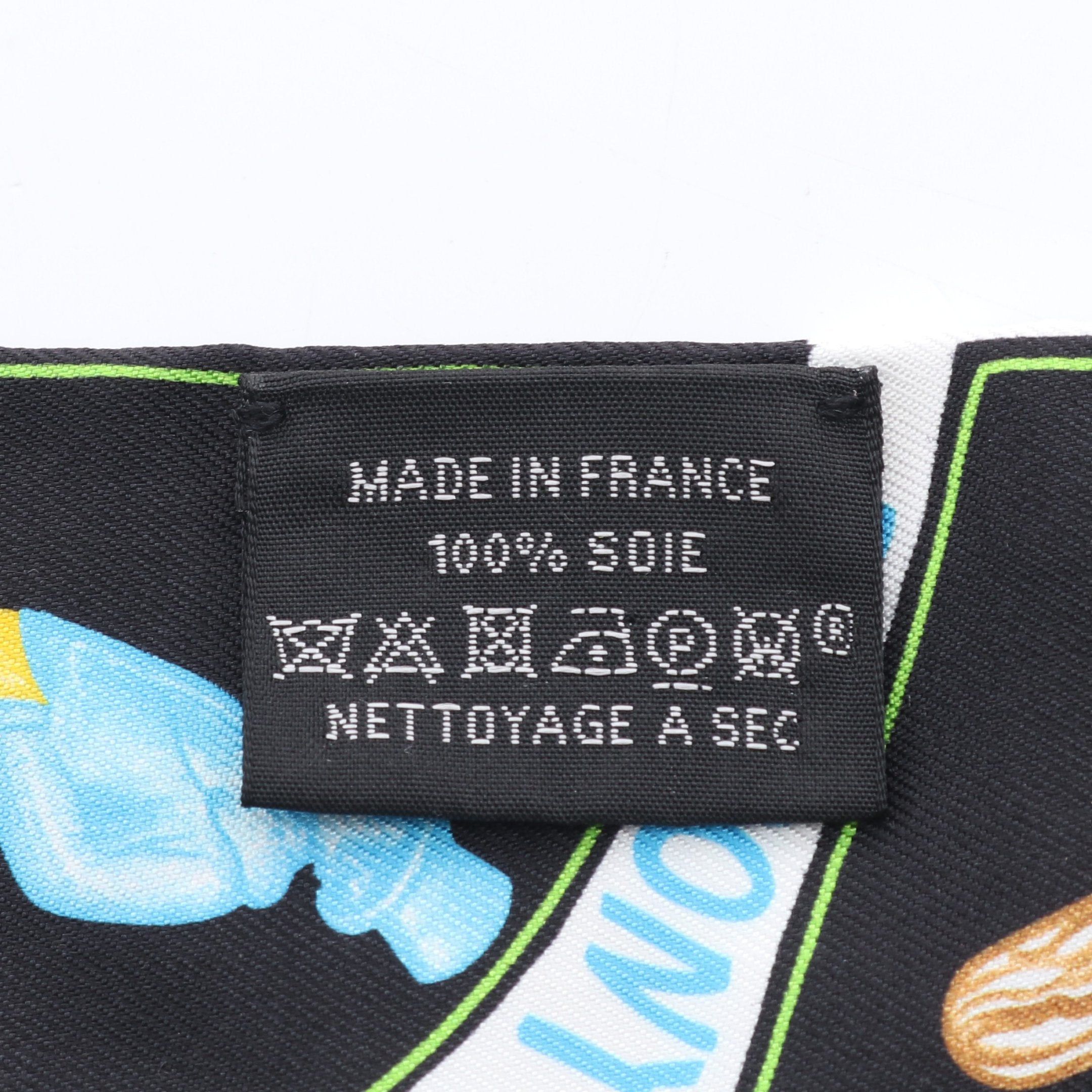 Hermes Hermes Twilly Funny Ice Cream Ribbon Scarf Silk Black Multicolor Size ONE SIZE - 3 Thumbnail